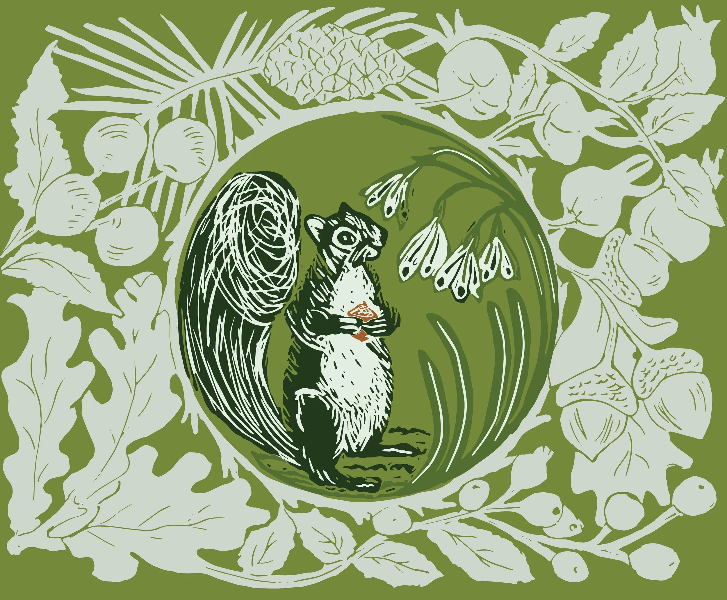 Squirrel placement print