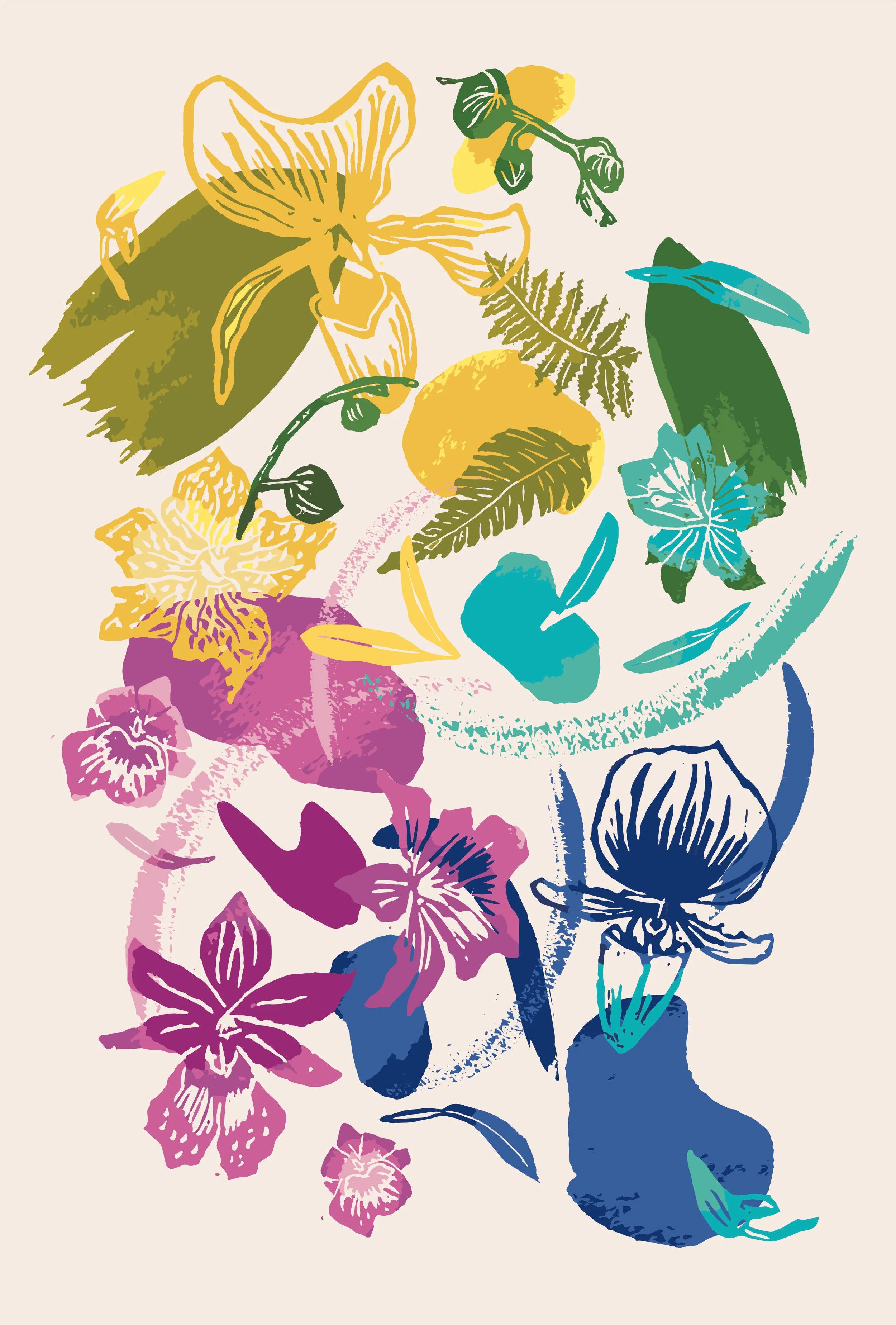 Fruity orchids placement print