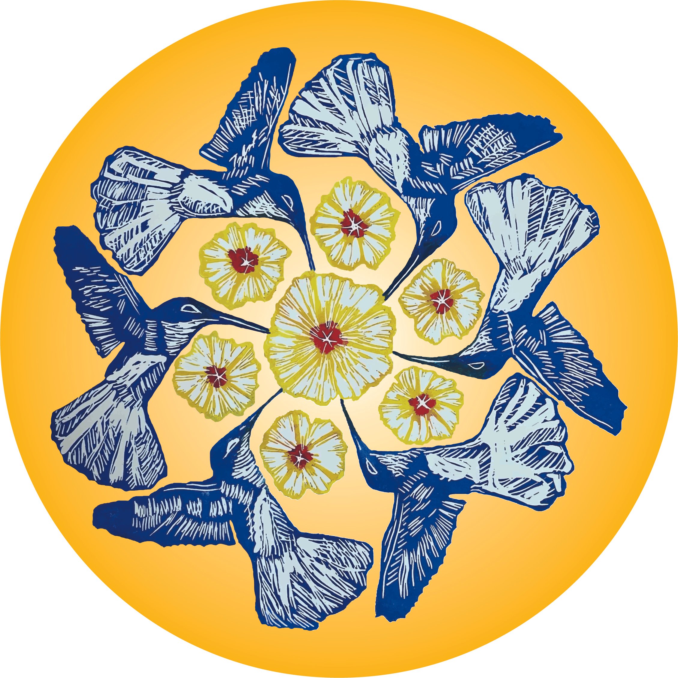 Jacobin hummingbirds placement print