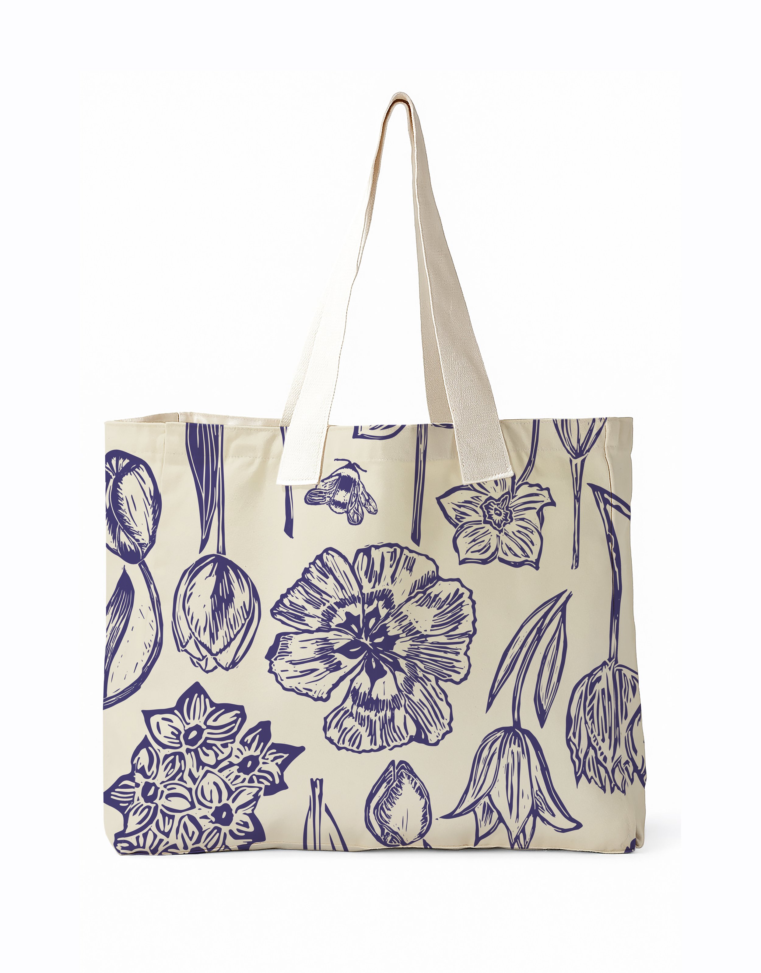 Tulip pattern on canvas bag
