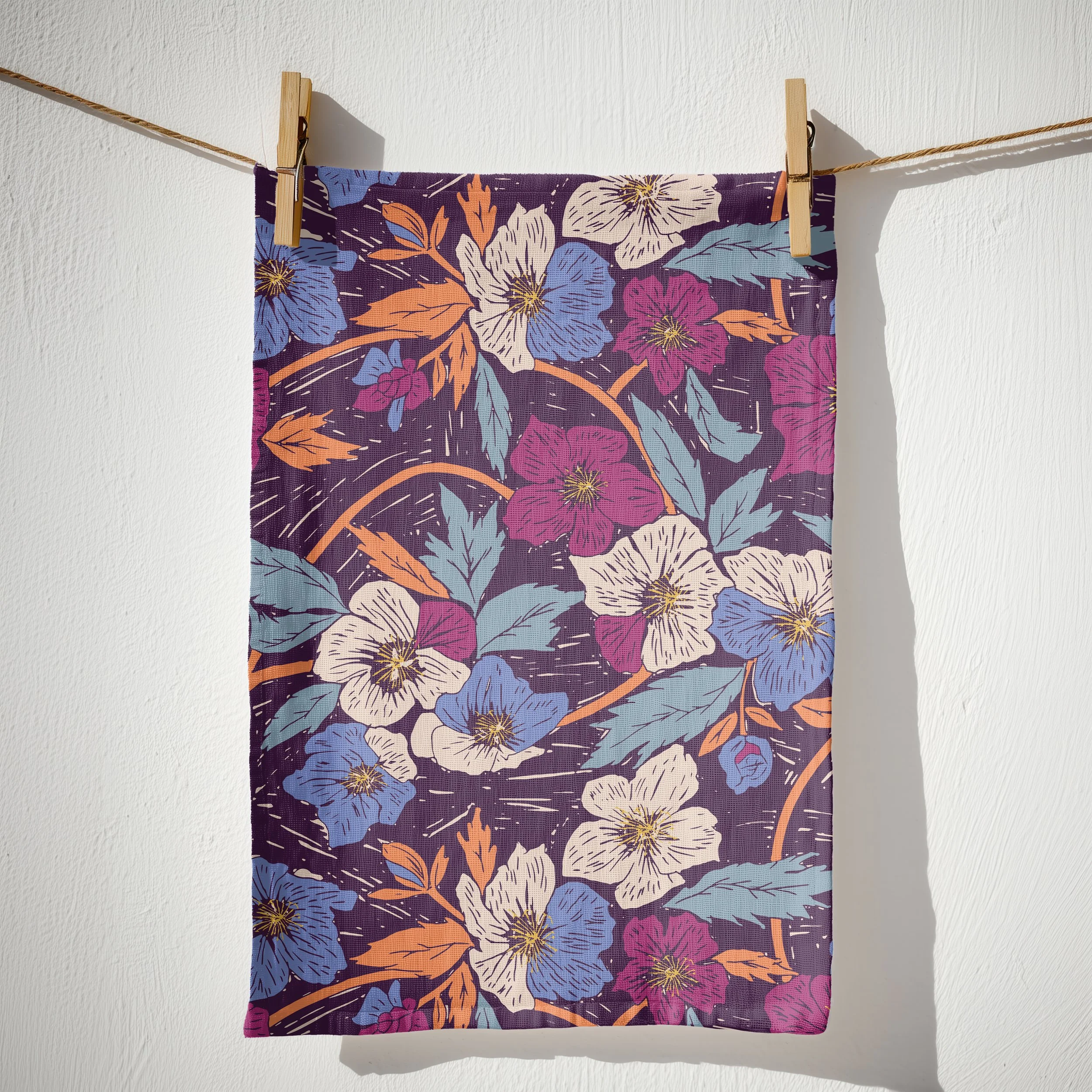 deep purple winter roses tea towel.jpg