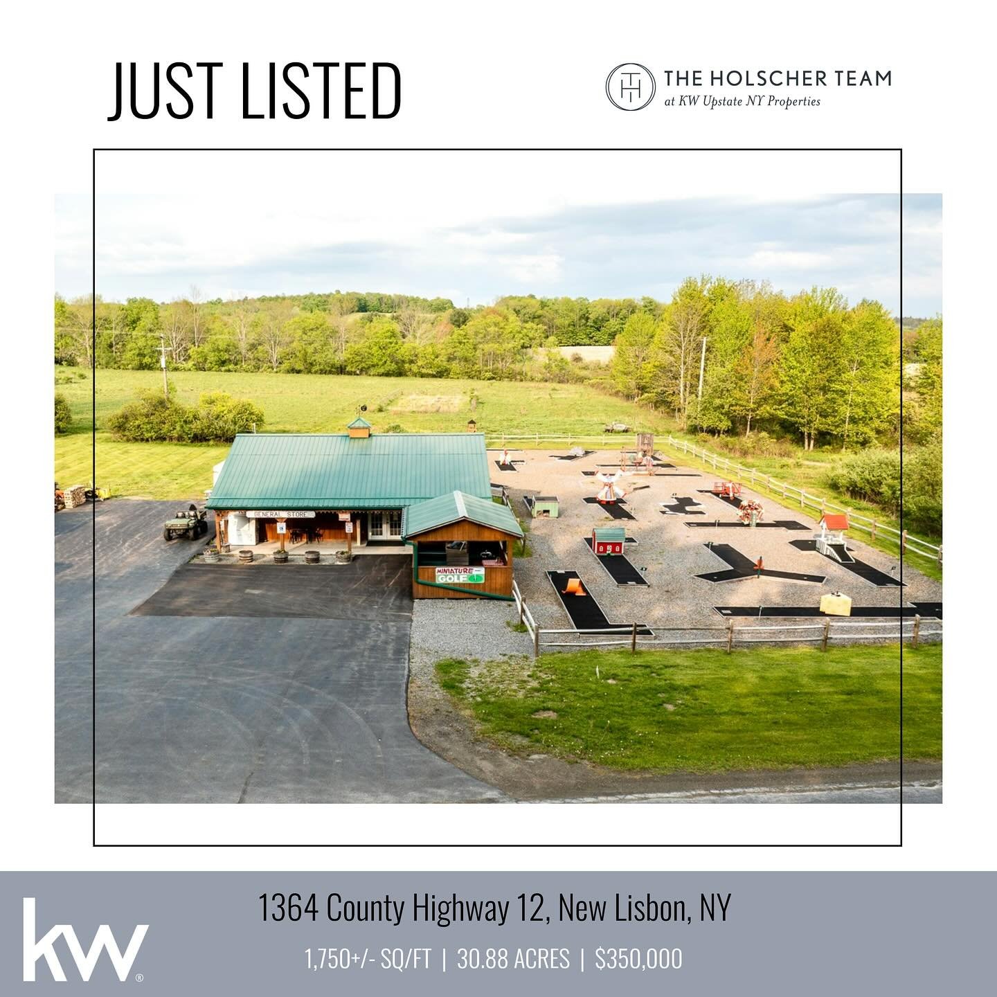 JUST LISTED 
1364 County Highway 12, New Lisbon, NY 13810
FOOLISH FARMS 
Country store, cafe, and mini golf course located on 30.88 acres of prime land! Located just two miles from Gilbert Lake State Park and its Hilltop Camping Area, and five miles