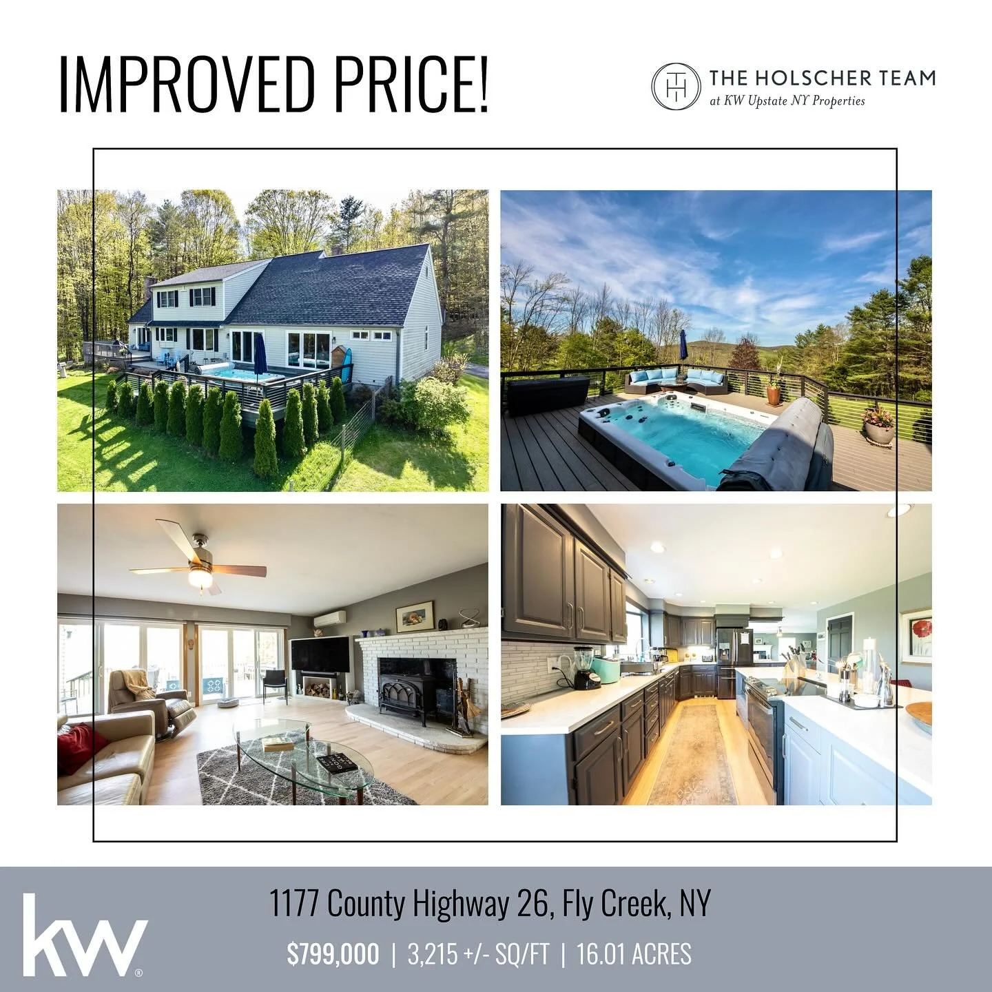 IMPROVED PRICE!🚨 
1177 County Highway 26, Fly Creek, NY 13337
Tastefully built, and nestled on 16 beautiful acres, the land boasts a small pond, a beautiful hardwood forest stand, a relaxing bonfire area, and a fenced yard. The pastoral views ca
