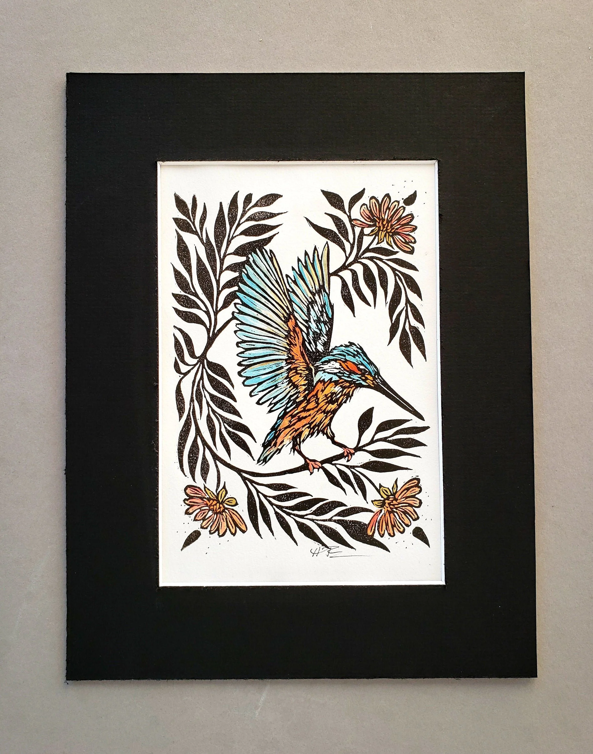Print - Kingfisher Linocut - FAC1