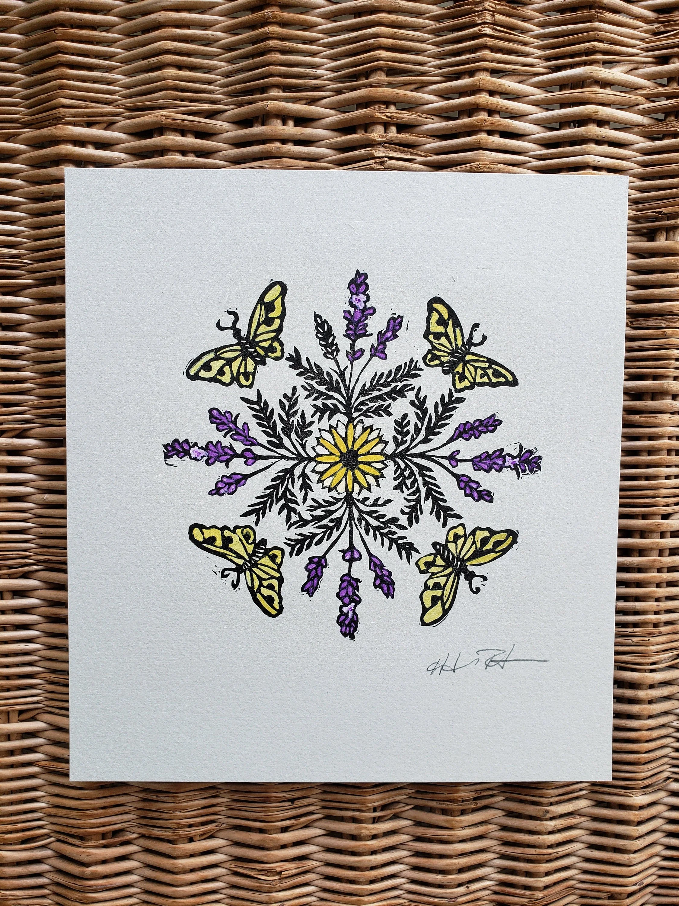 Lavender and Butterflies - Original Print - Wall Decor - FAC1
