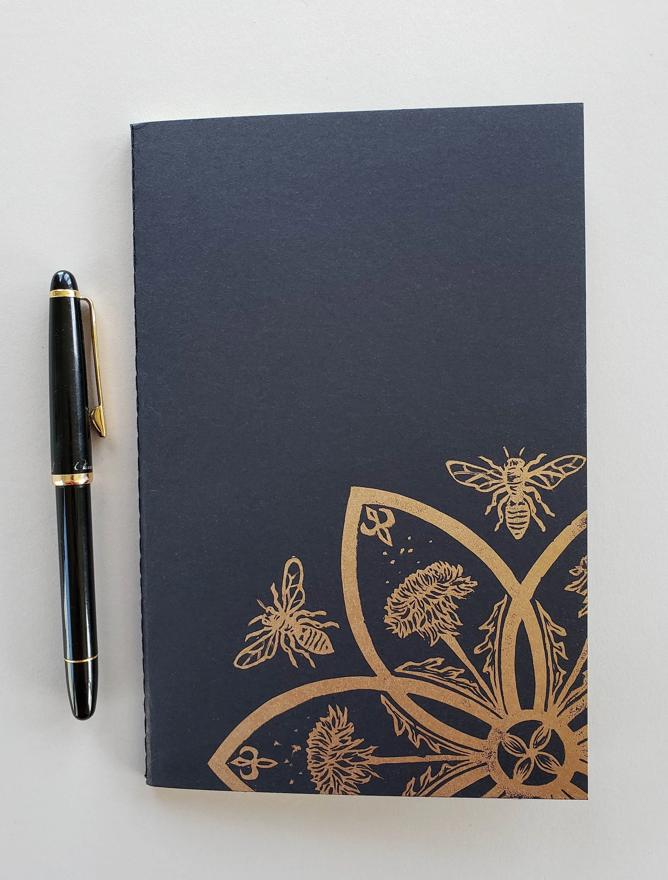 Journal - Honey Bee & Dandelion - Gold Print - FAC1