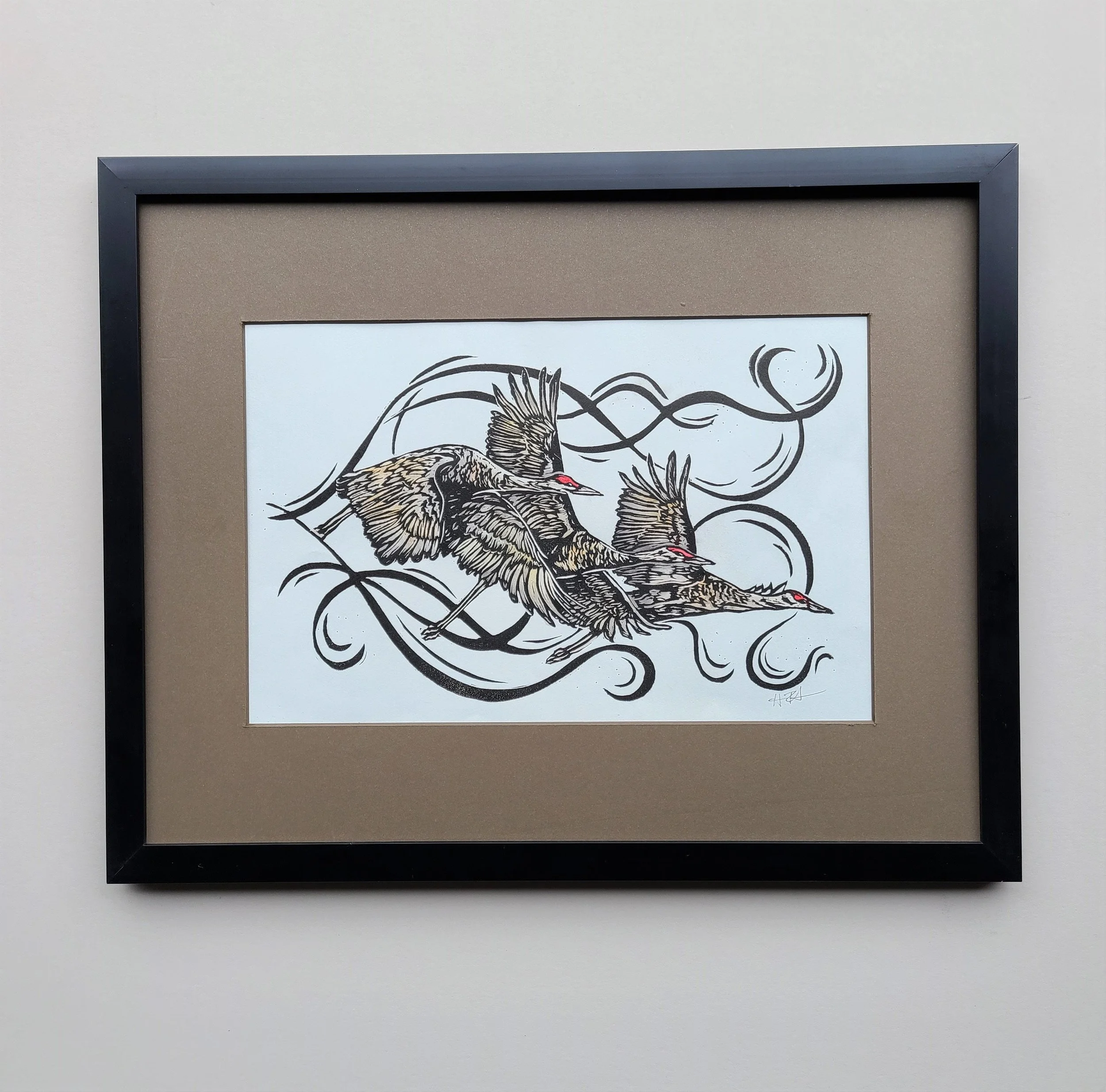 Cranes of Three - Original Print - Wall Art - FAC1