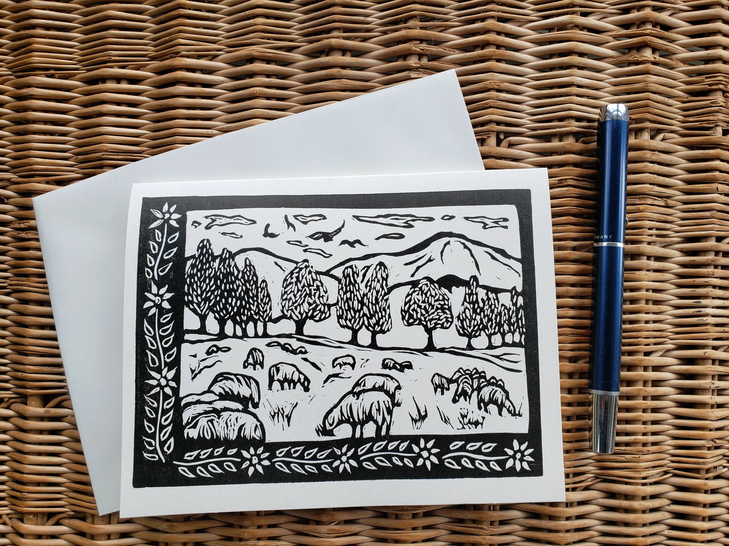 Sheep Grazing Greeting Card