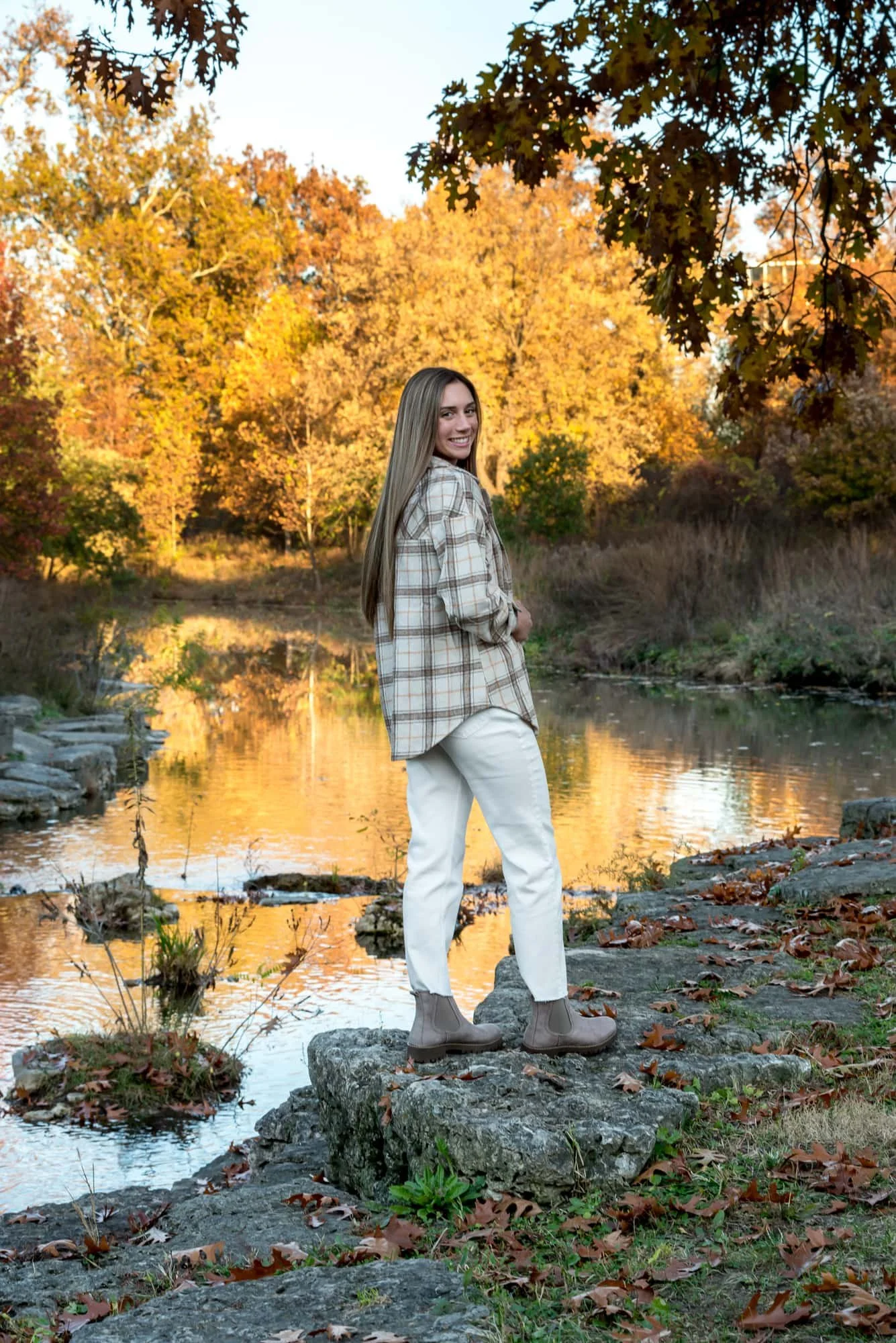 Senior-Girl-Standing-Rocks-Creek-Fall