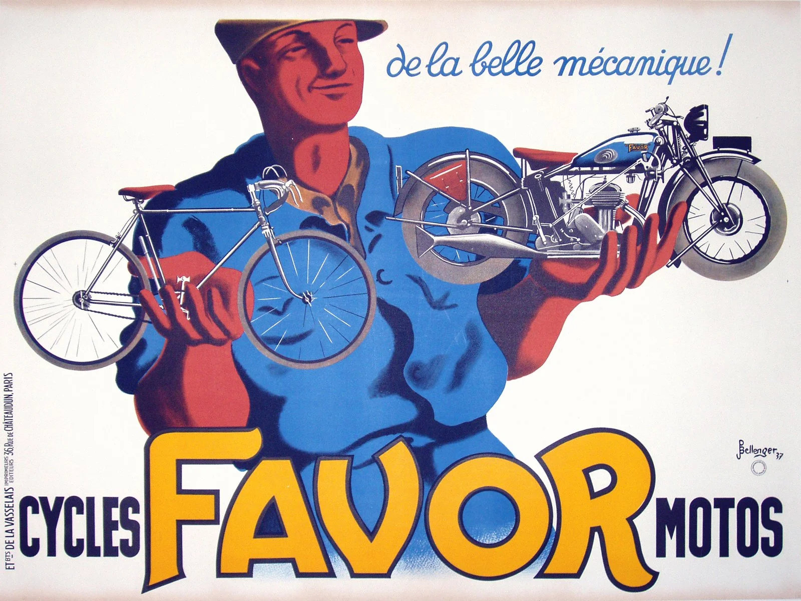 "Favor-de la Belle Mechanique", Jacques & Bellenger, 1937, 46.5"x62.5, $1,200