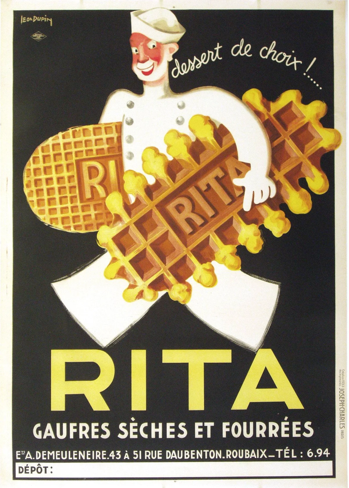 "Rita Biscuits", Dupin, 1933, 55"x38.75, $1,400