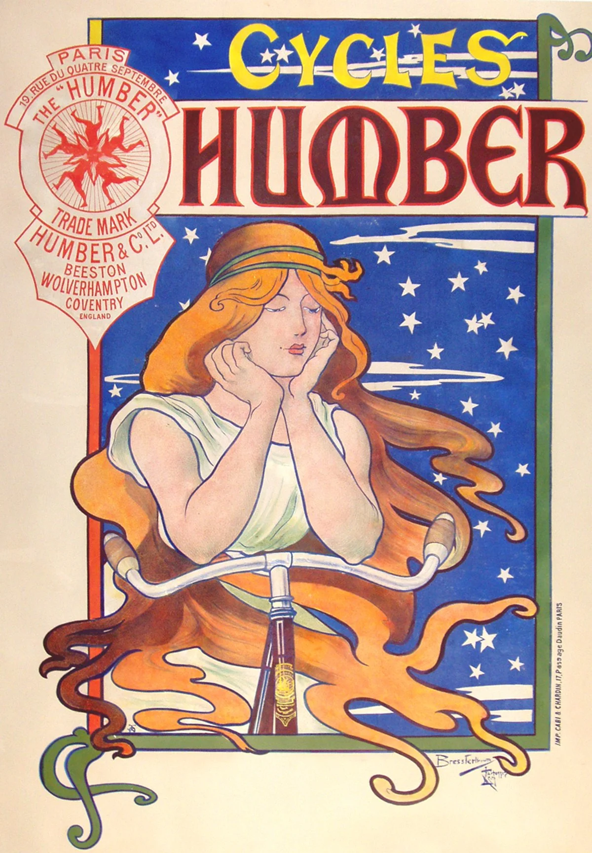 "Cycles (Humber-Woman)", Bressler, c.1890, 59.5"x42", $4,950