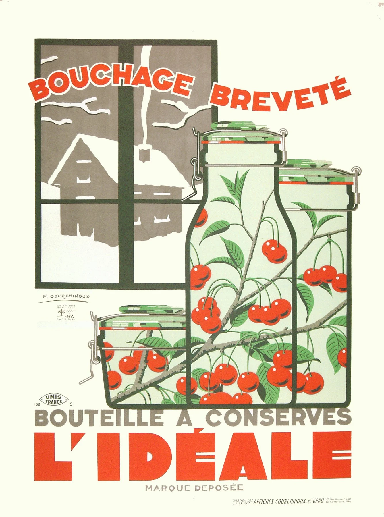 "L'Ideale Cherries", Courchinoux, 1933, 63.5"x47", $2,400