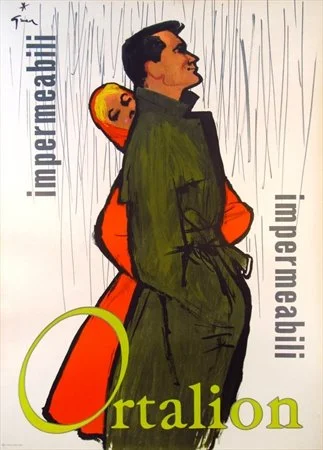 "Ortalion Impermeabili", Gruau, c.1960, 55.25"x39.25", $1,650