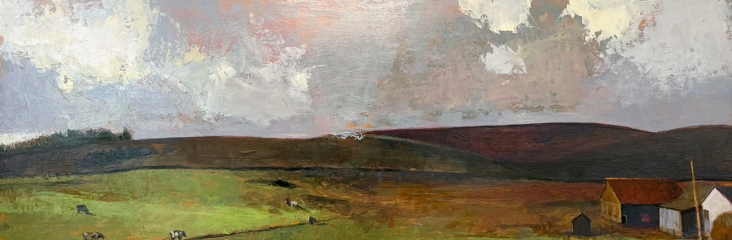 Cows + Barns / Valley Ford
Acrylic on Panel
12" X 36"
$2,200