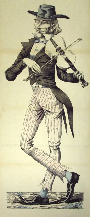 "Wissembourg Fiddler #28", Anonymous, c.1870, 66"x27", $1,880