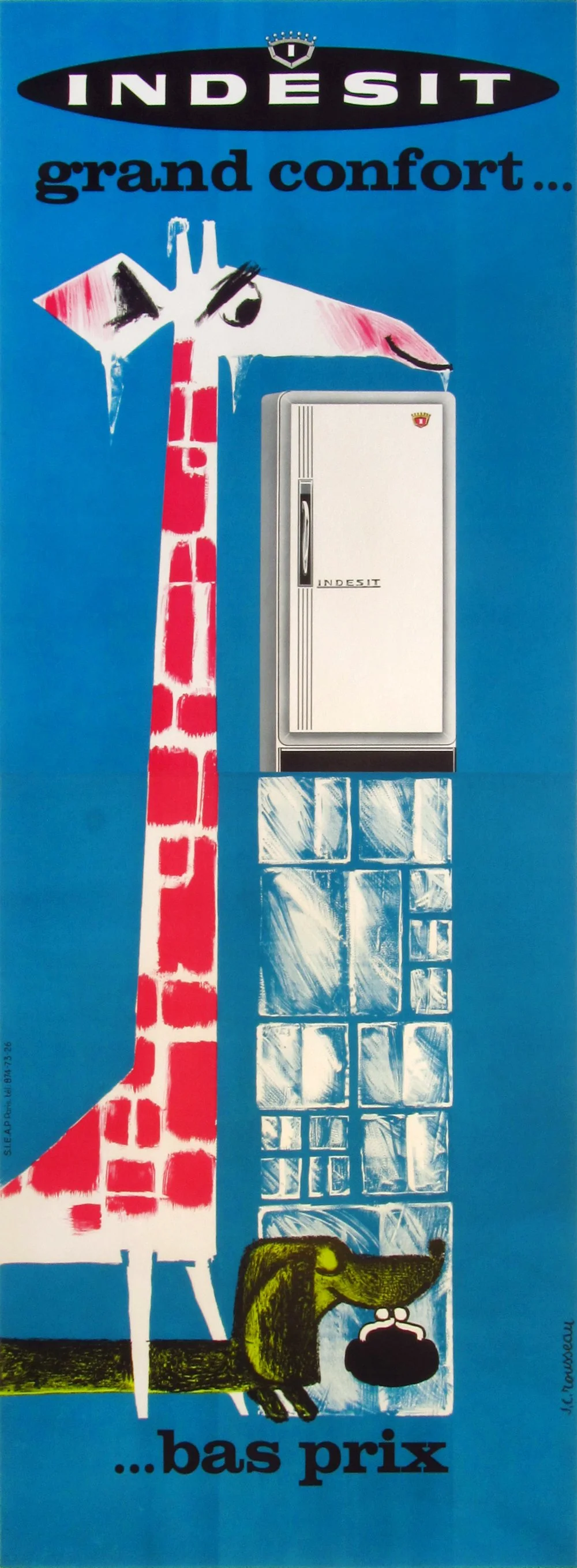 "Indesit (Giraffe)", Rousseau, c.1960, 84x30.5", $2,150