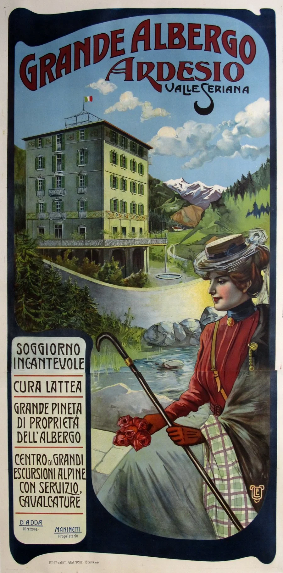 "Grande Albergo", Ardesio, c.1890, 84"x30.5", $2,150