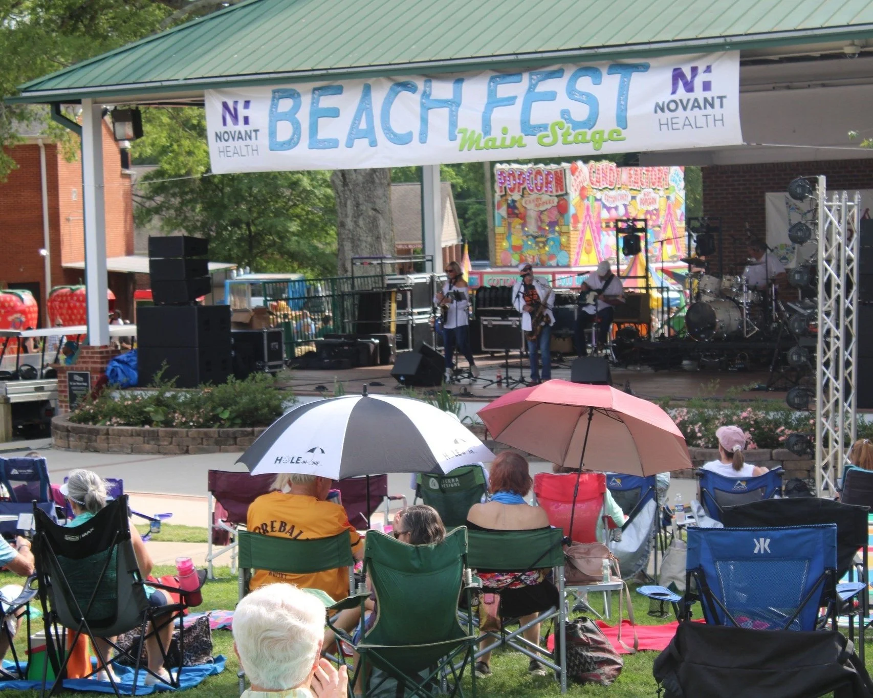 Crowd seated at Matthews BeachFest now called Matthews Summerfest near Charlotte NC as a Mother's Day weekend event idea