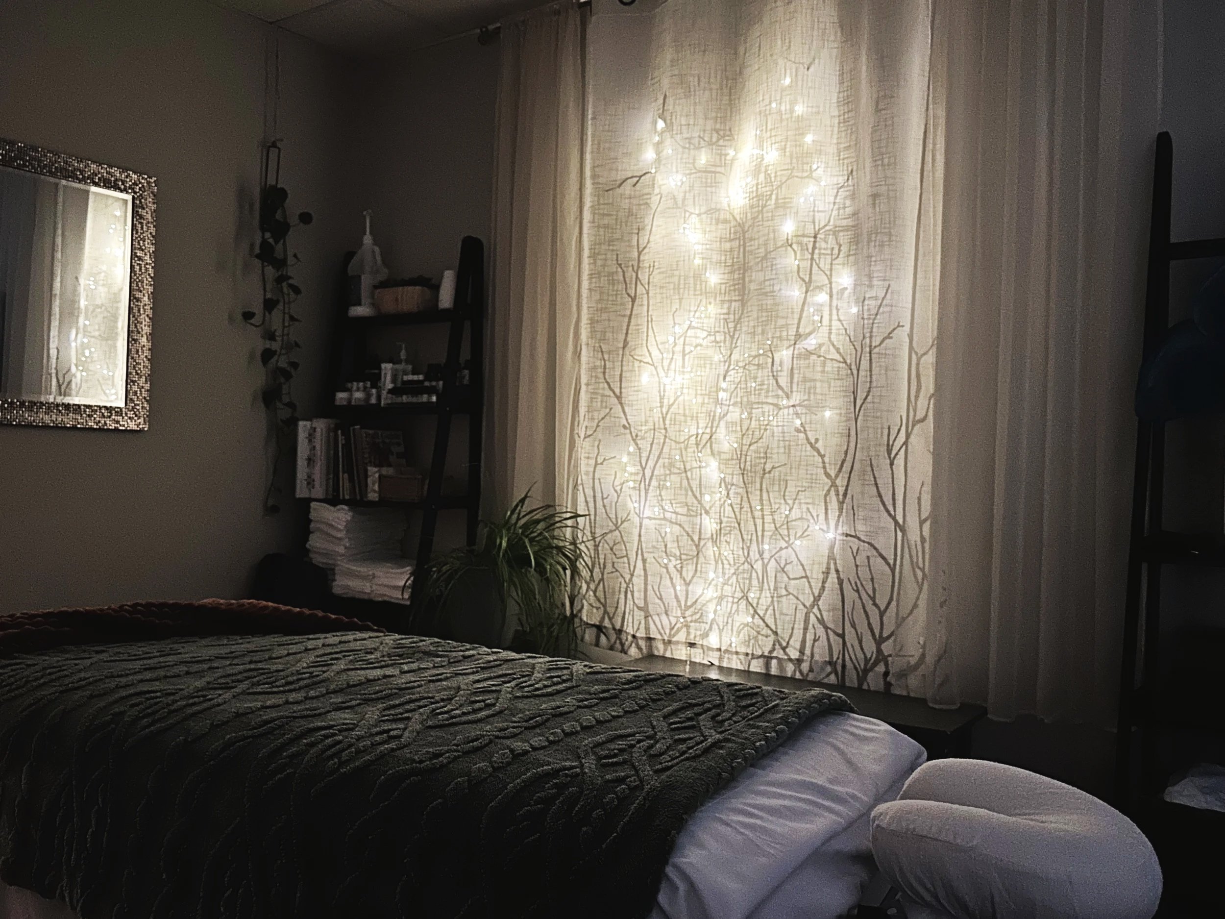 Massage treatment room at Key of Life Wellness and Massage location I Charlotte NC prepared for client session