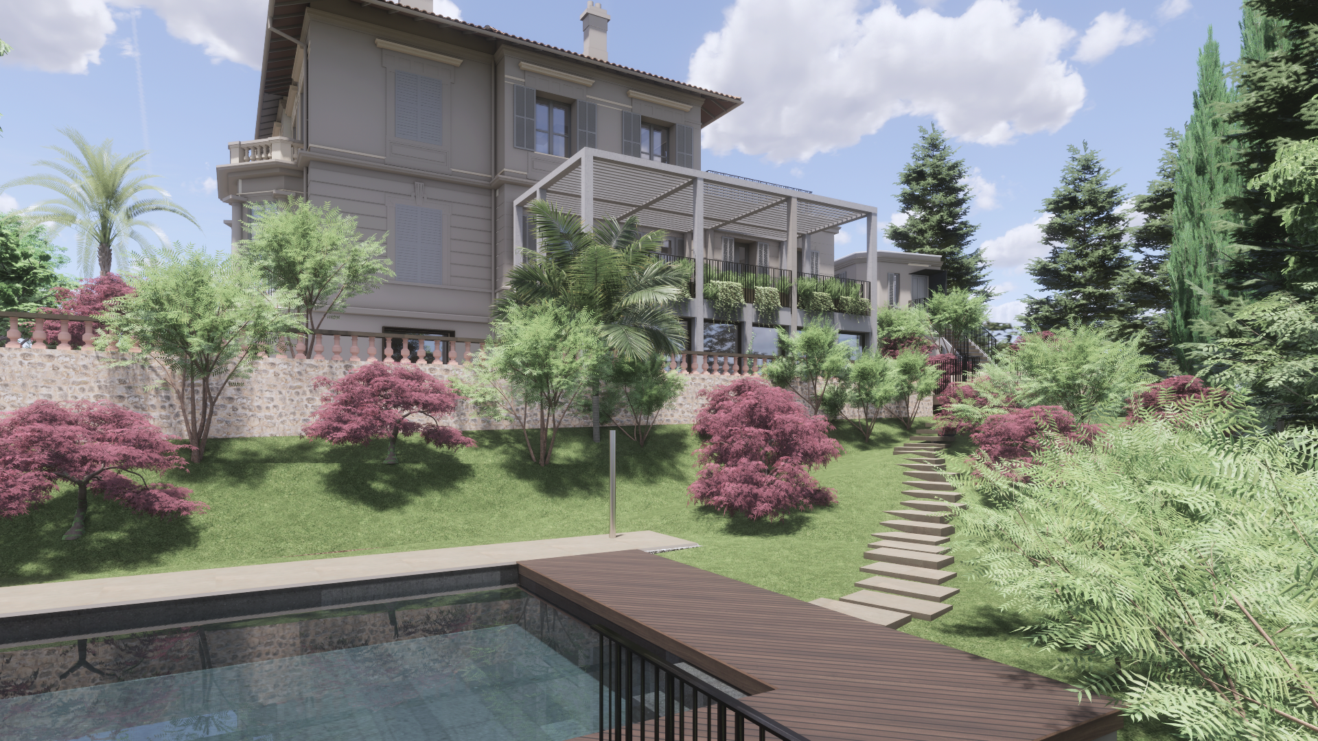 Vue depuis la piscine 