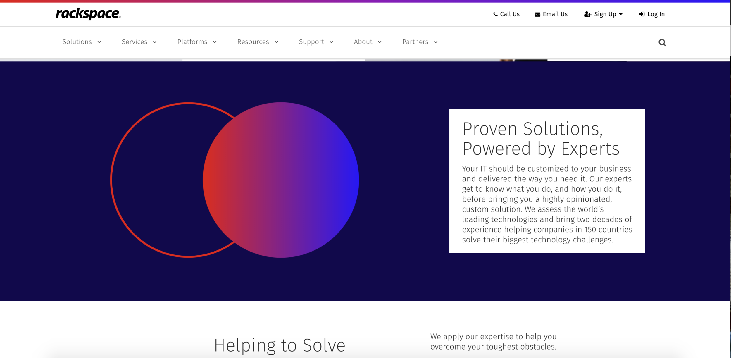 Rackspace home page copy refresh — core value prop.