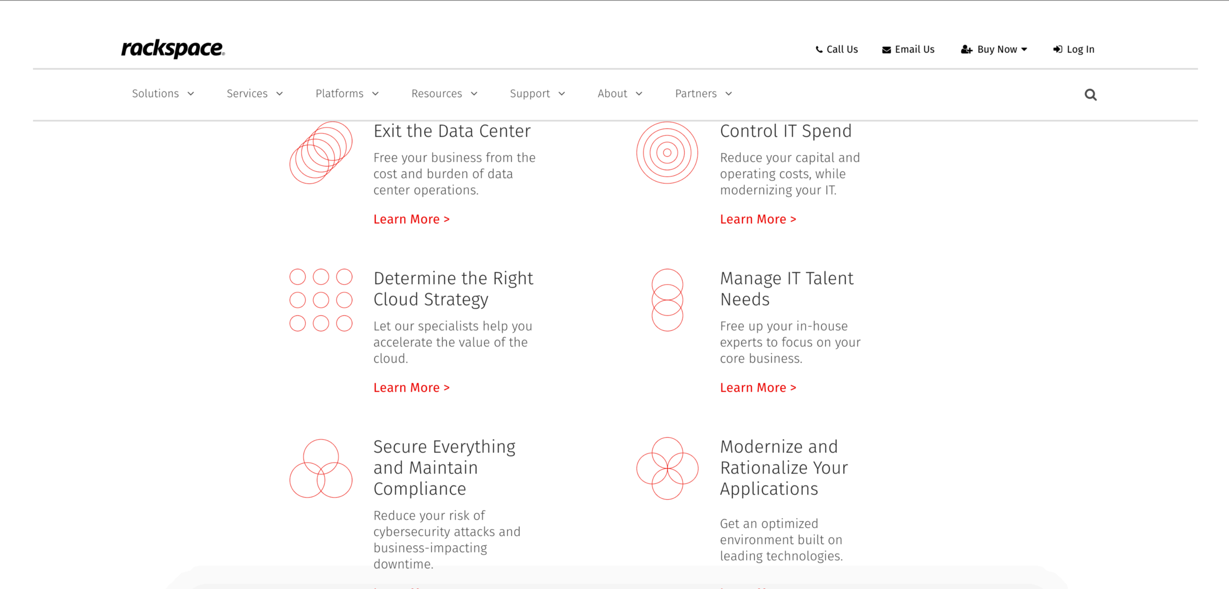 Rackspace home page copy refresh - top challenges.
