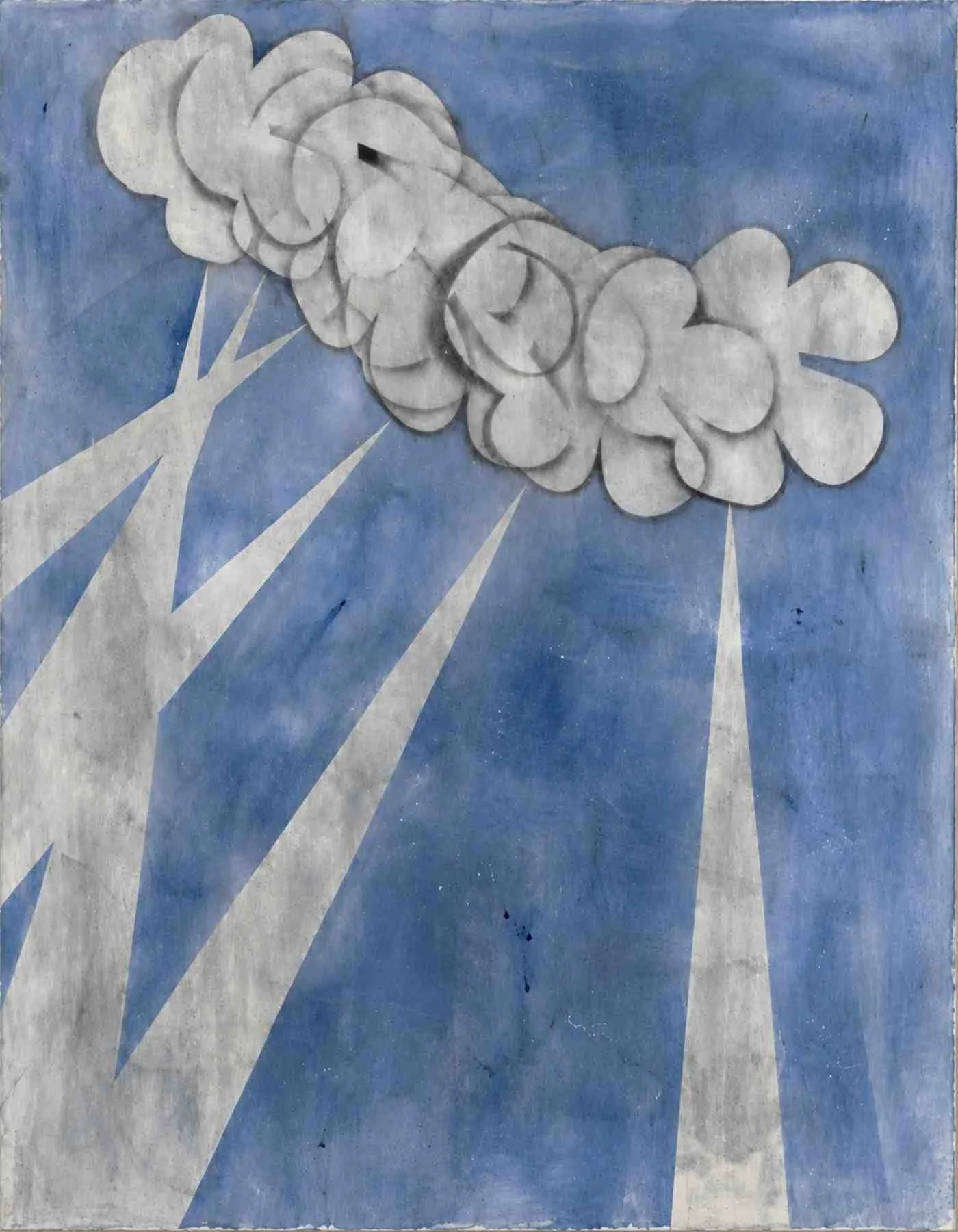 Signals, 2025, ink, charcoal, gesso and watercolor on canvas, 140x180 cm
