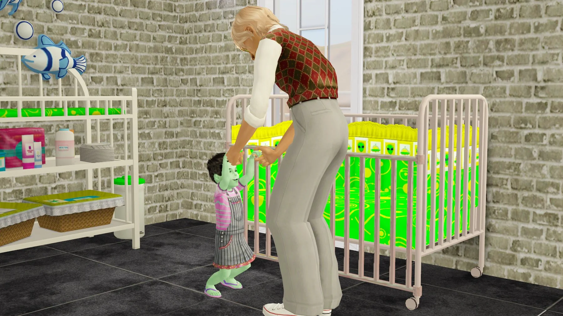 Vidcund teaching his daughter how to walk