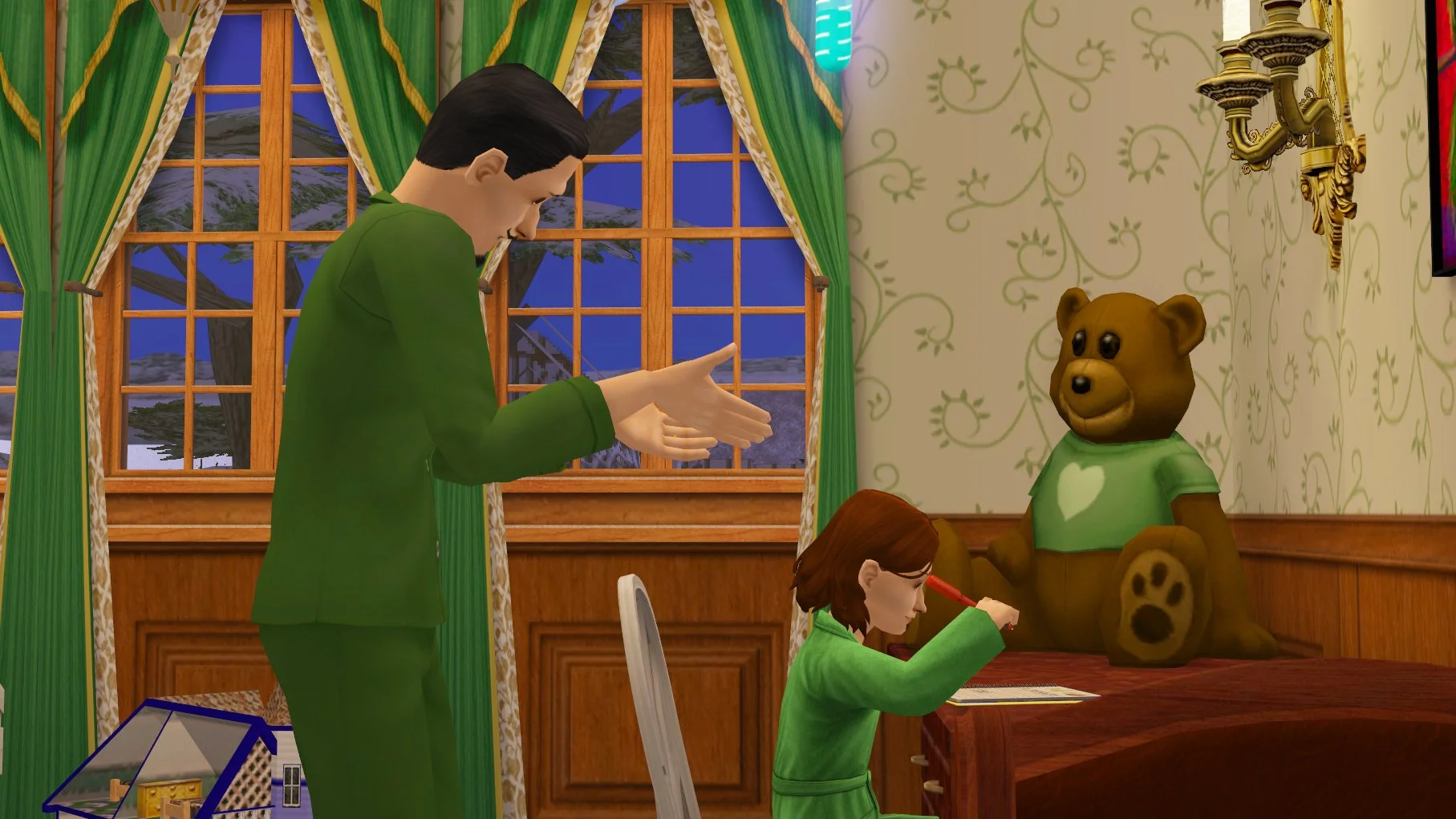 Cornwall Capp helping his daughter with homework