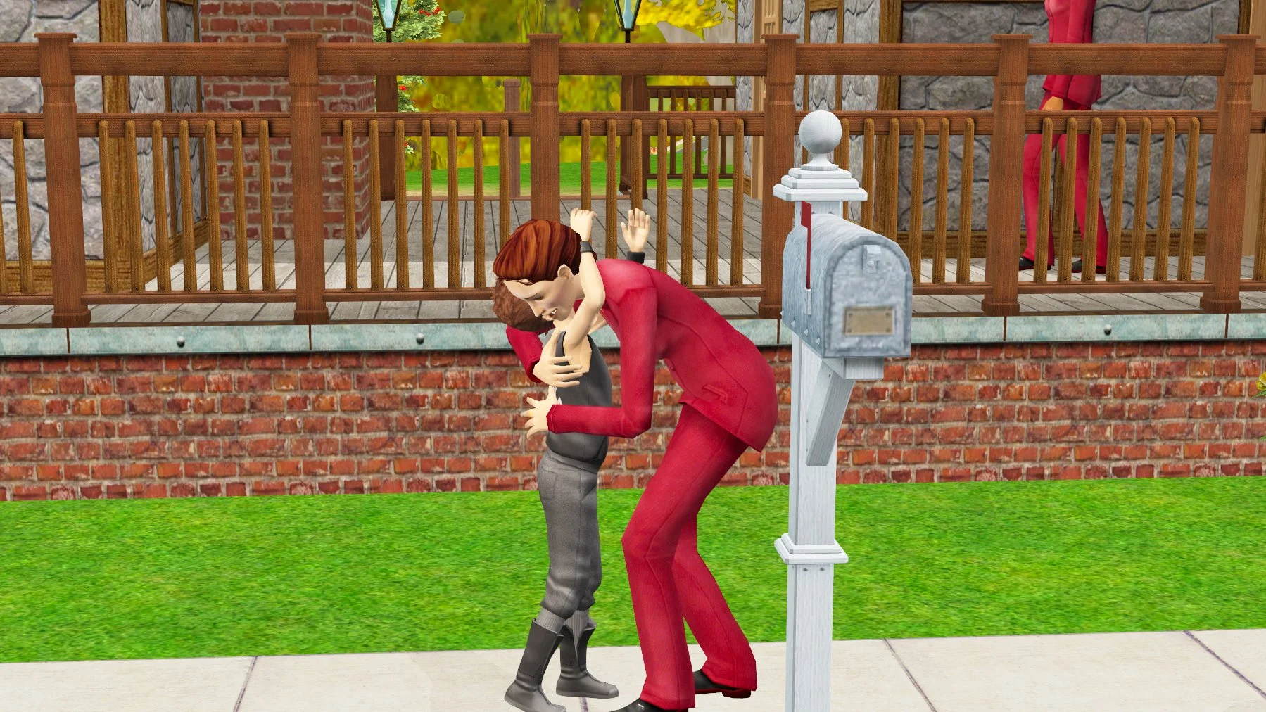 Hal Capp hugging his mom Goneril after she came home from work