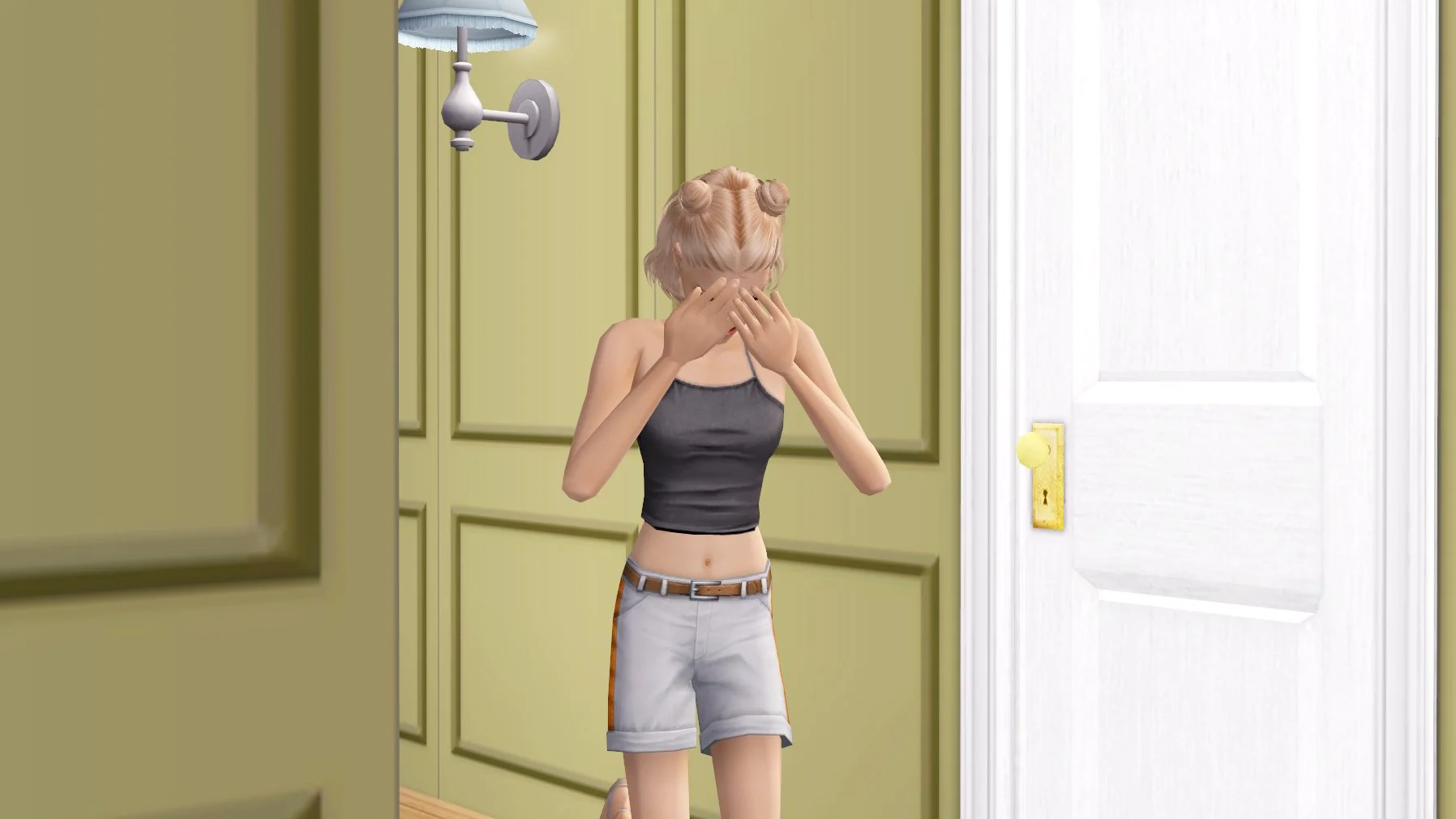 Jill Smith running to her room after witnessing the fight