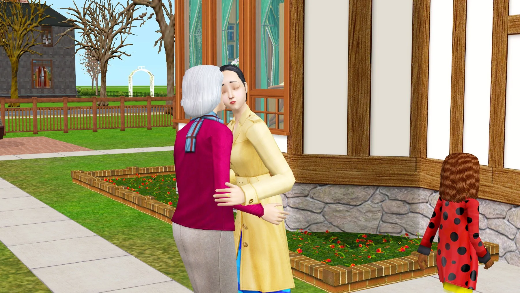 Mary-Sue greeting her mother Coral