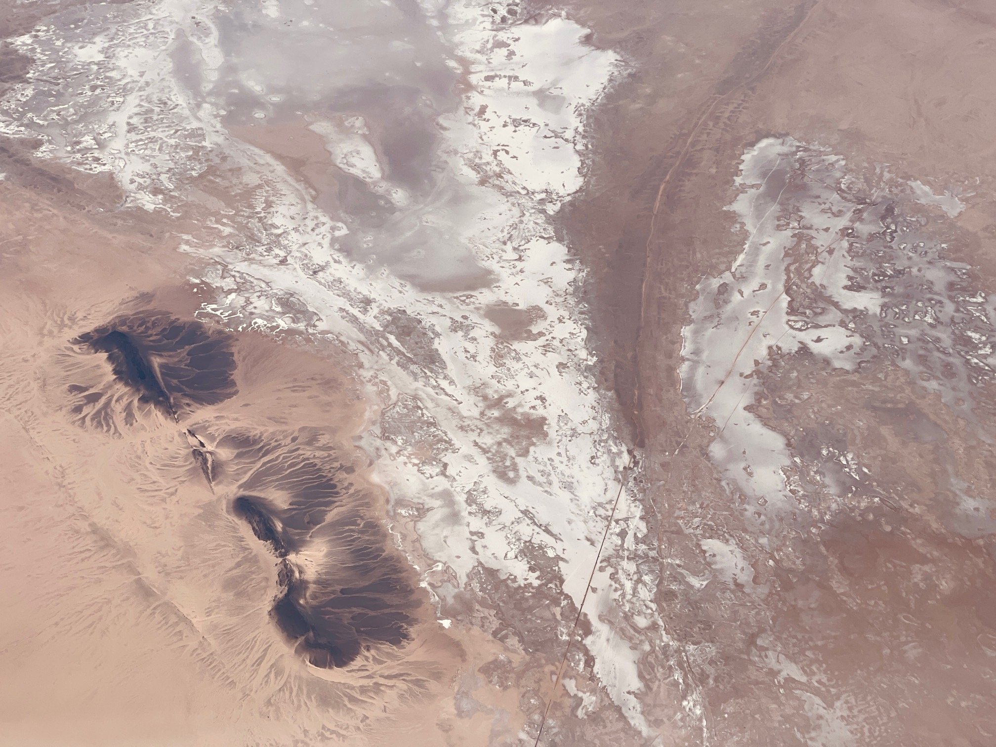 Abstract aerial view of the Mauritanian landscape, photographed from an aircraft