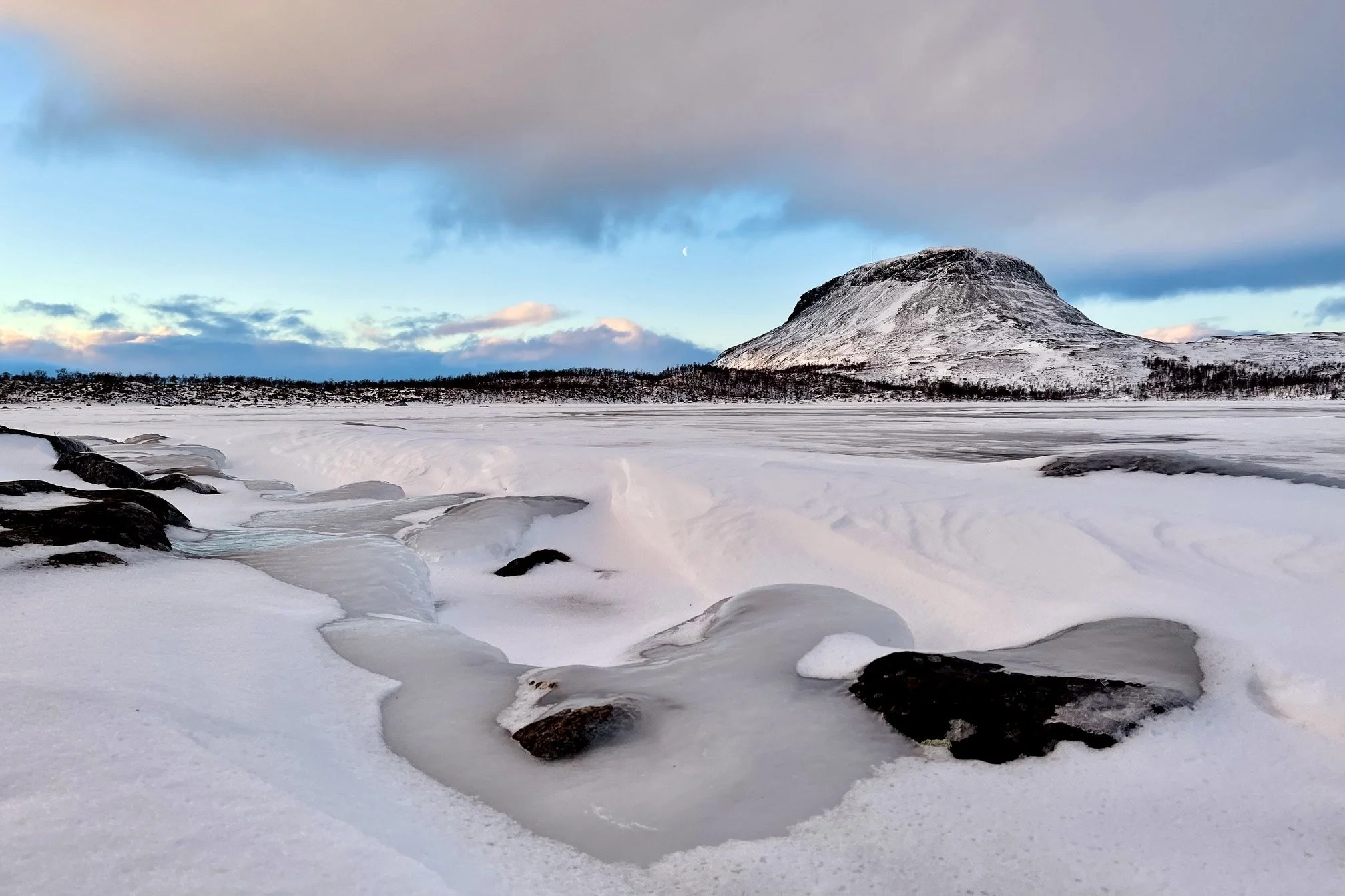 Saana fell rising above the surrounding landscape in Finnish Lapland in November.