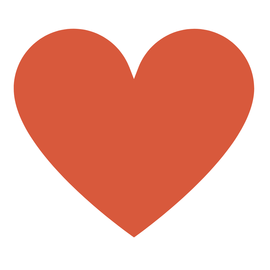 A large red heart with a white outline.