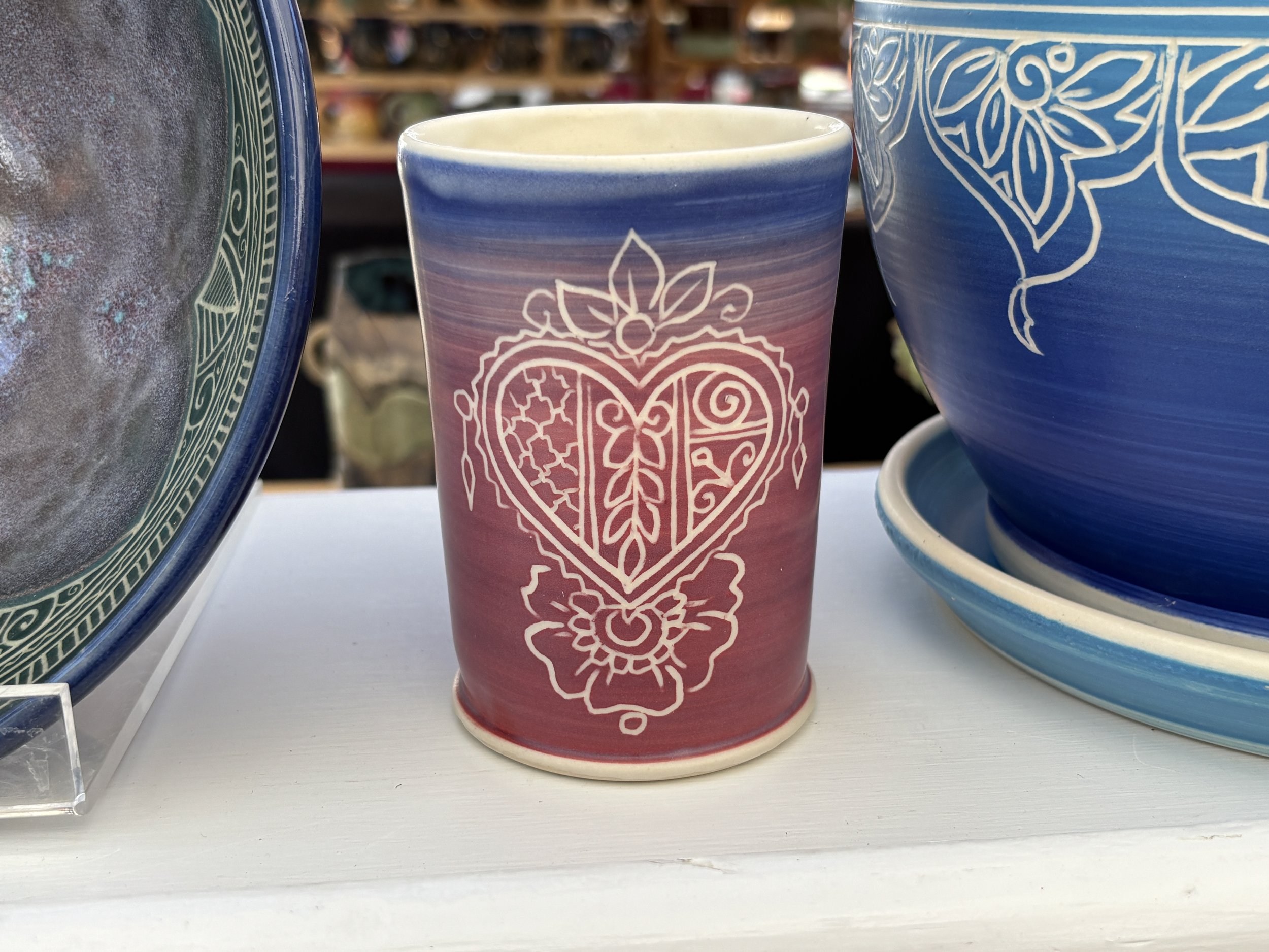 Blue/Red Heart Tumbler