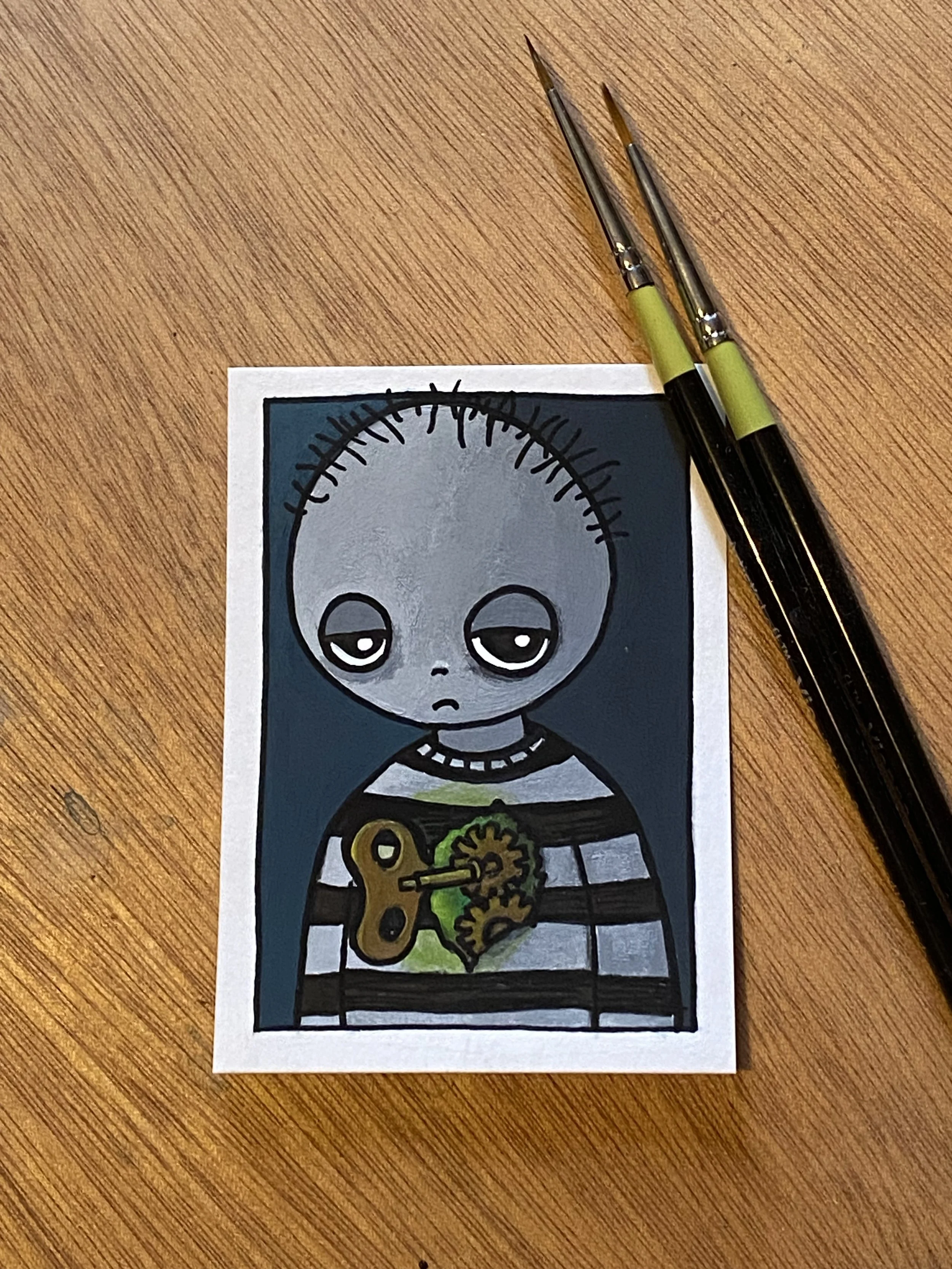 Original ACEO Painting - Clockwork Heart