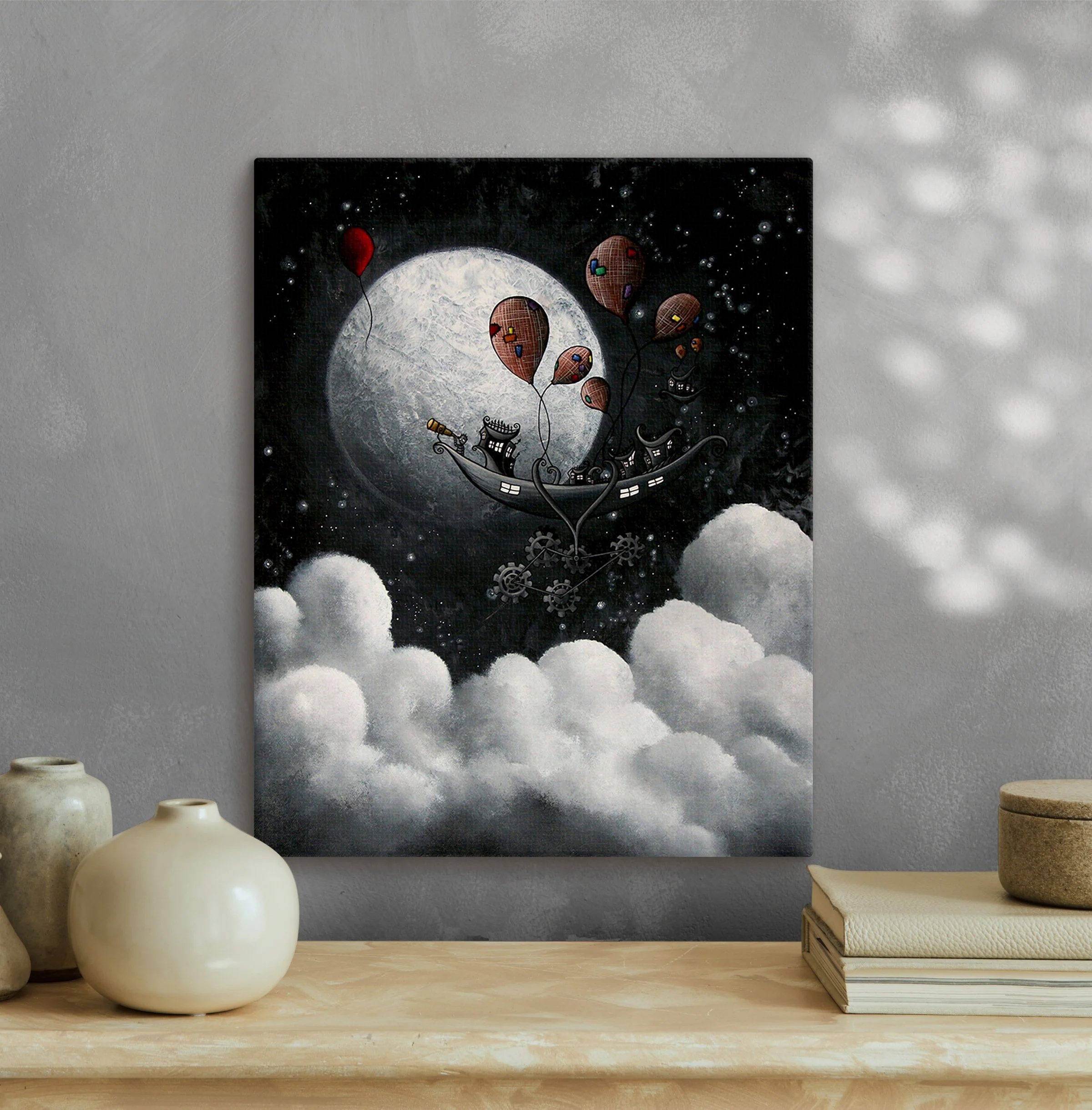 Mounted Canvas Print - Whimsical Steampunk Artwork - "The Watchman"