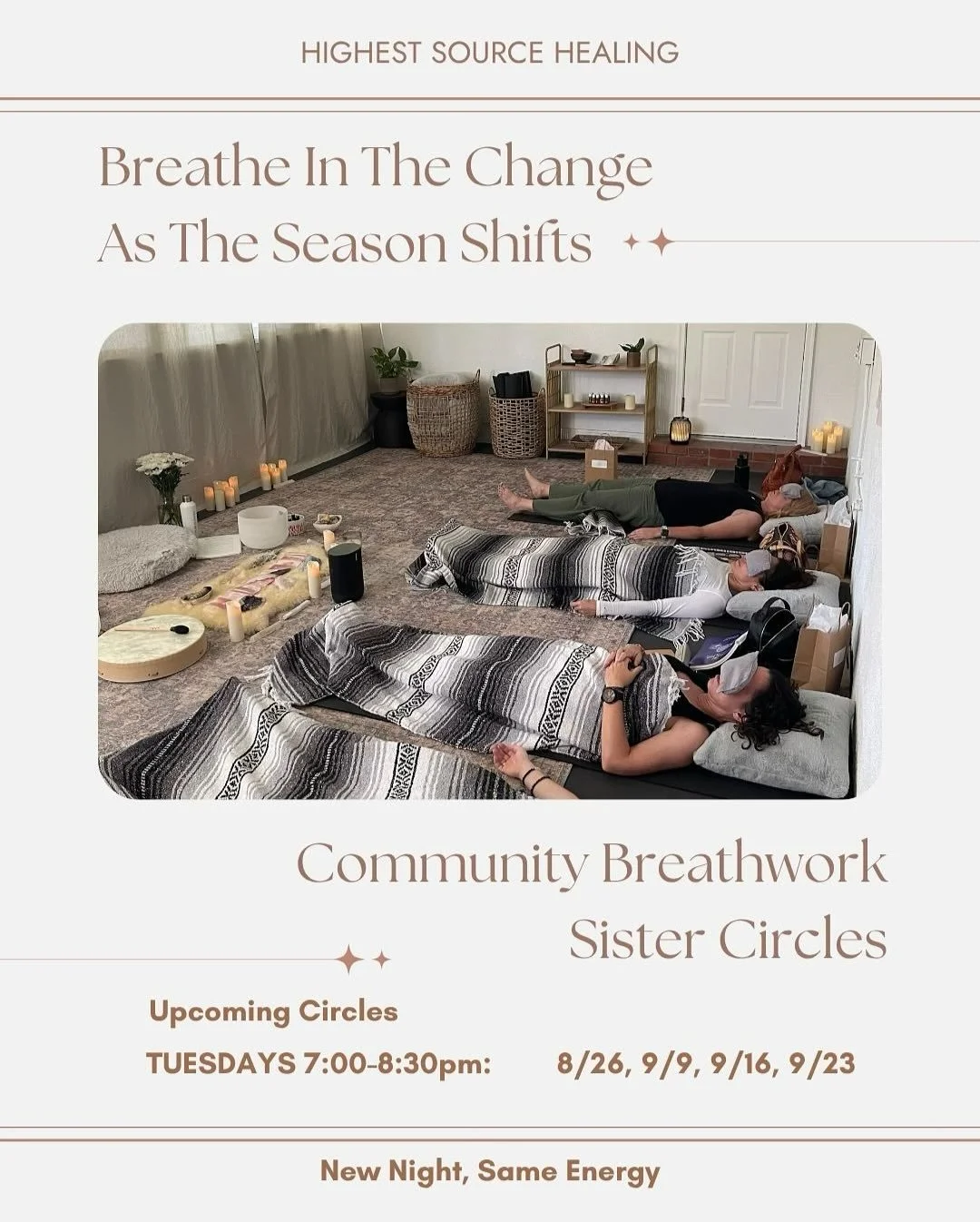 ✨ Sister Circle Magic ✨
An evening of deep connection, soulful breathwork, gentle Reiki healing, and heart-opening cacao. 🌿💗

In this sacred space, we breathe together, release what no longer serves us, and invite in the energy of love, clarity, an