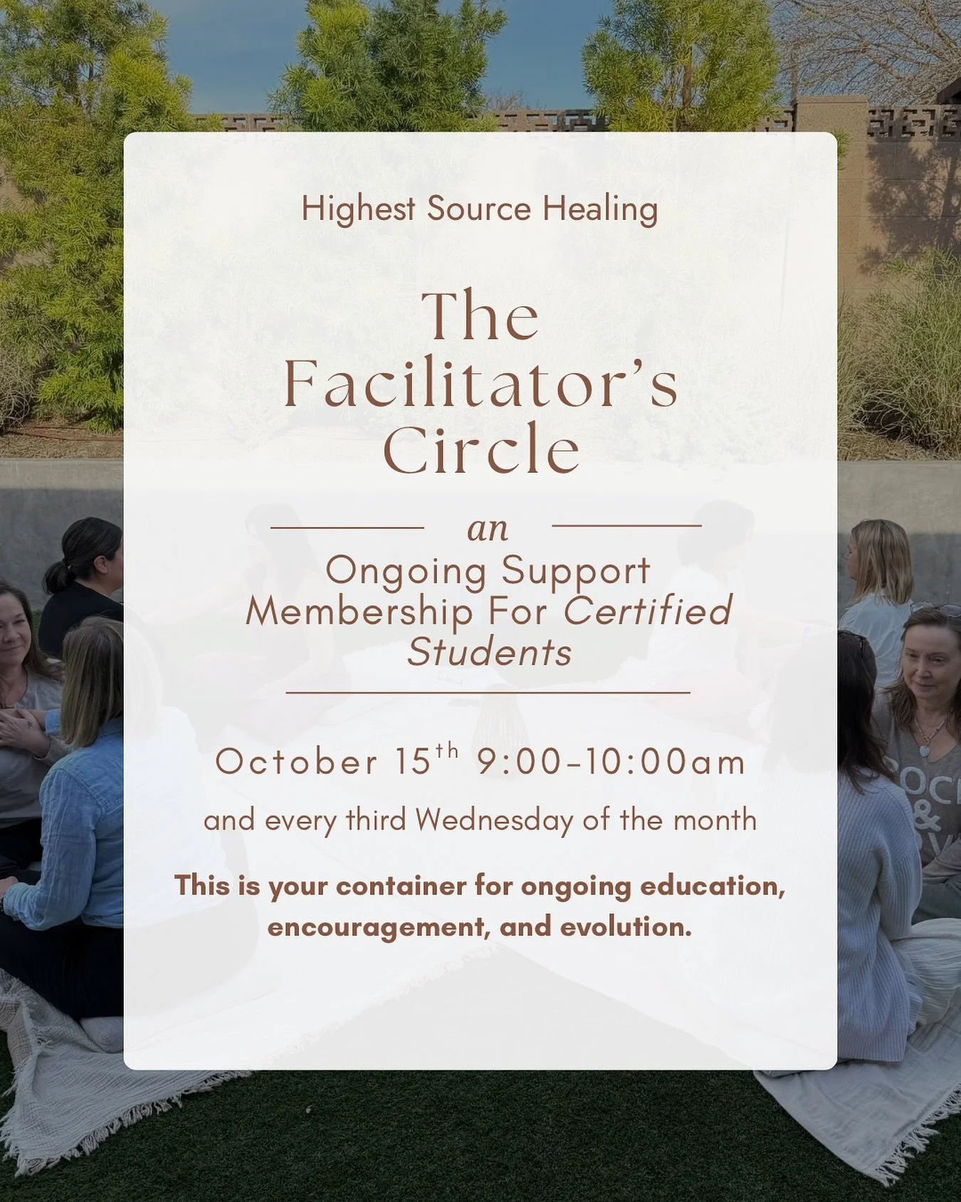 ✨The Facilitator&rsquo;s Circle ✨ - a supportive membership designed to walk alongside you as you grow into your role as a facilitator. 

Highest Source Healing Certified Students&hellip;this is for you!

Graduating from your certification is just th