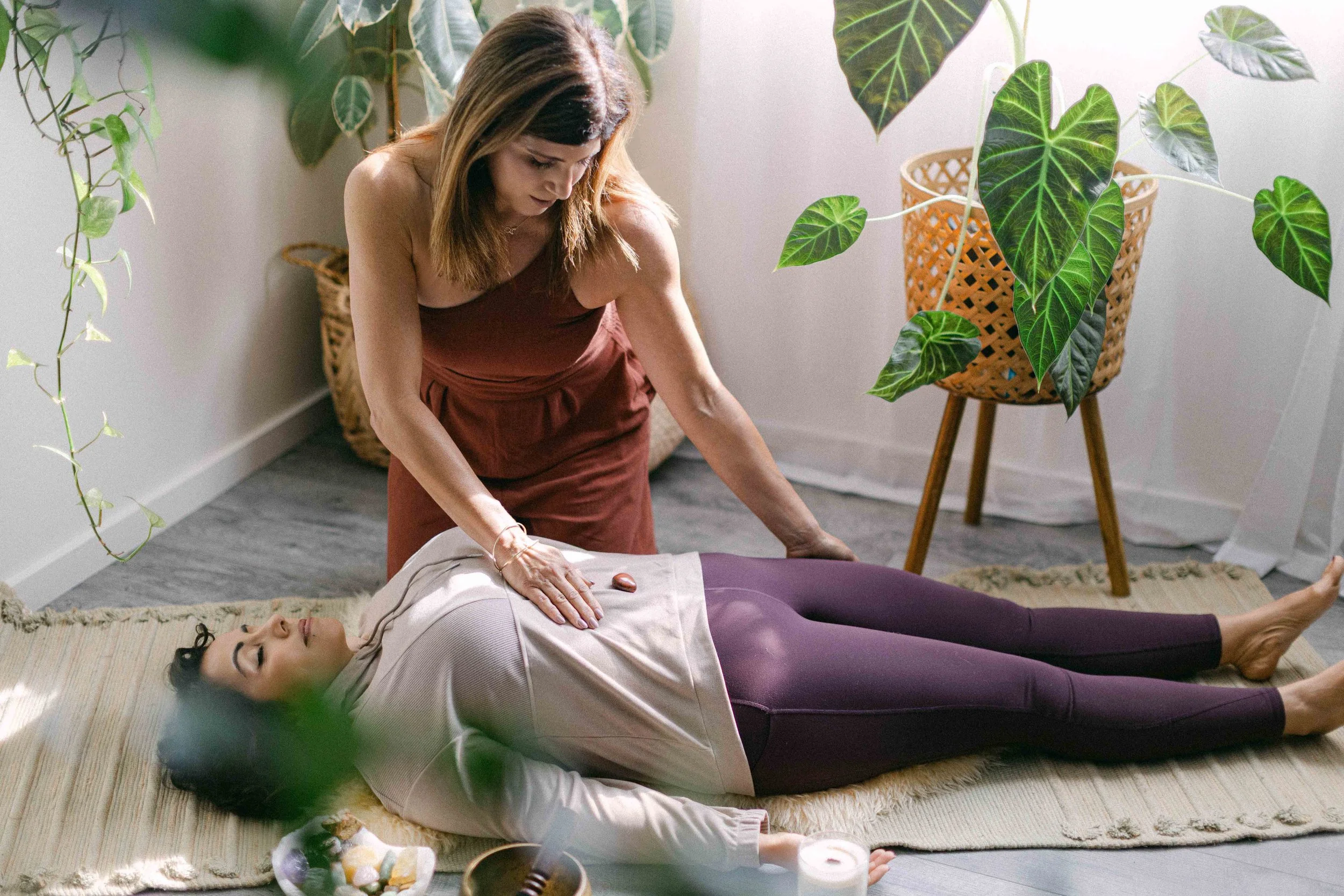 Jennifer providing hands-on Reiki healing circle.