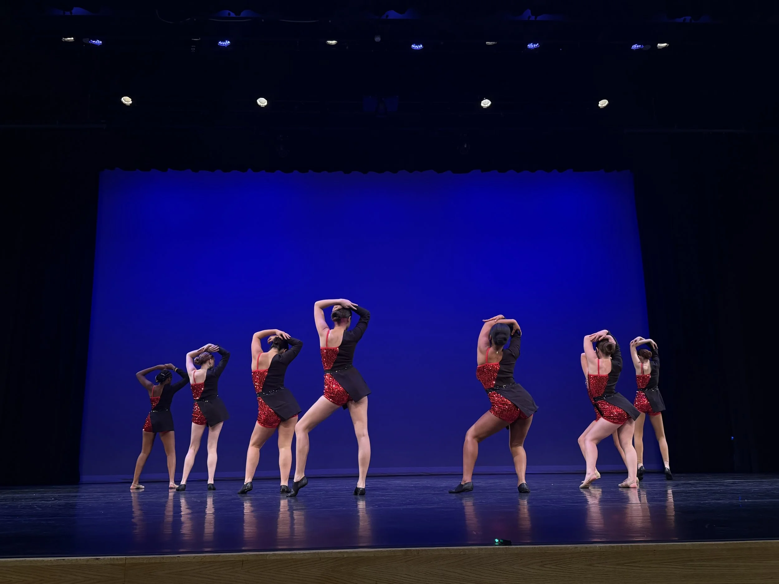 Backstage Dance Studio dancers performing on stage during our annual dance recital.