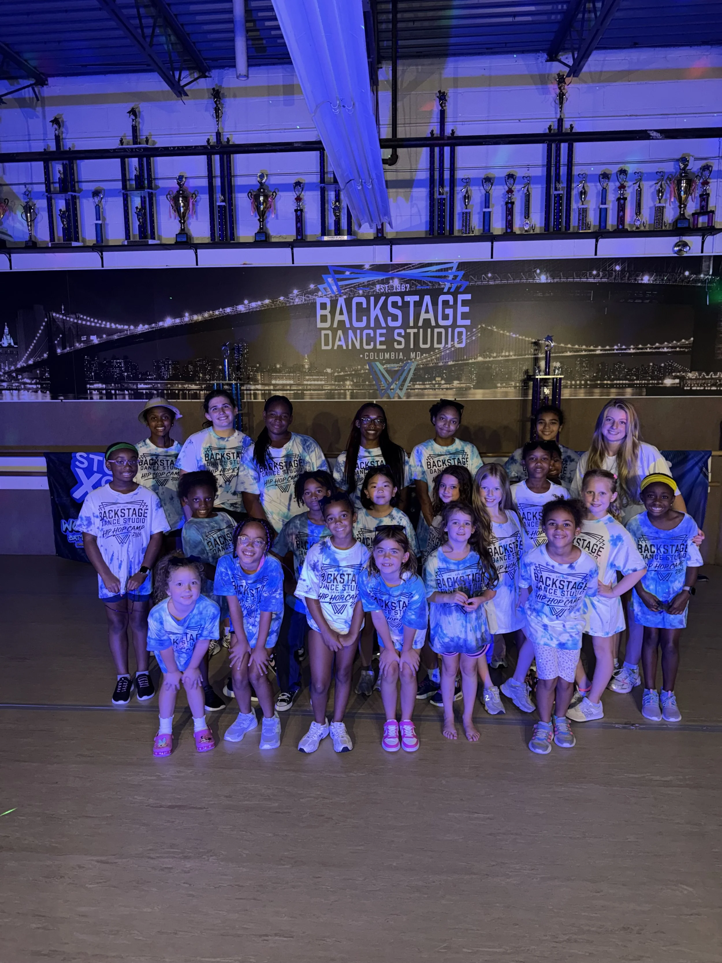Hip Hop Dance Camp students at Backstage Dance Studio in Columbia, Maryland.