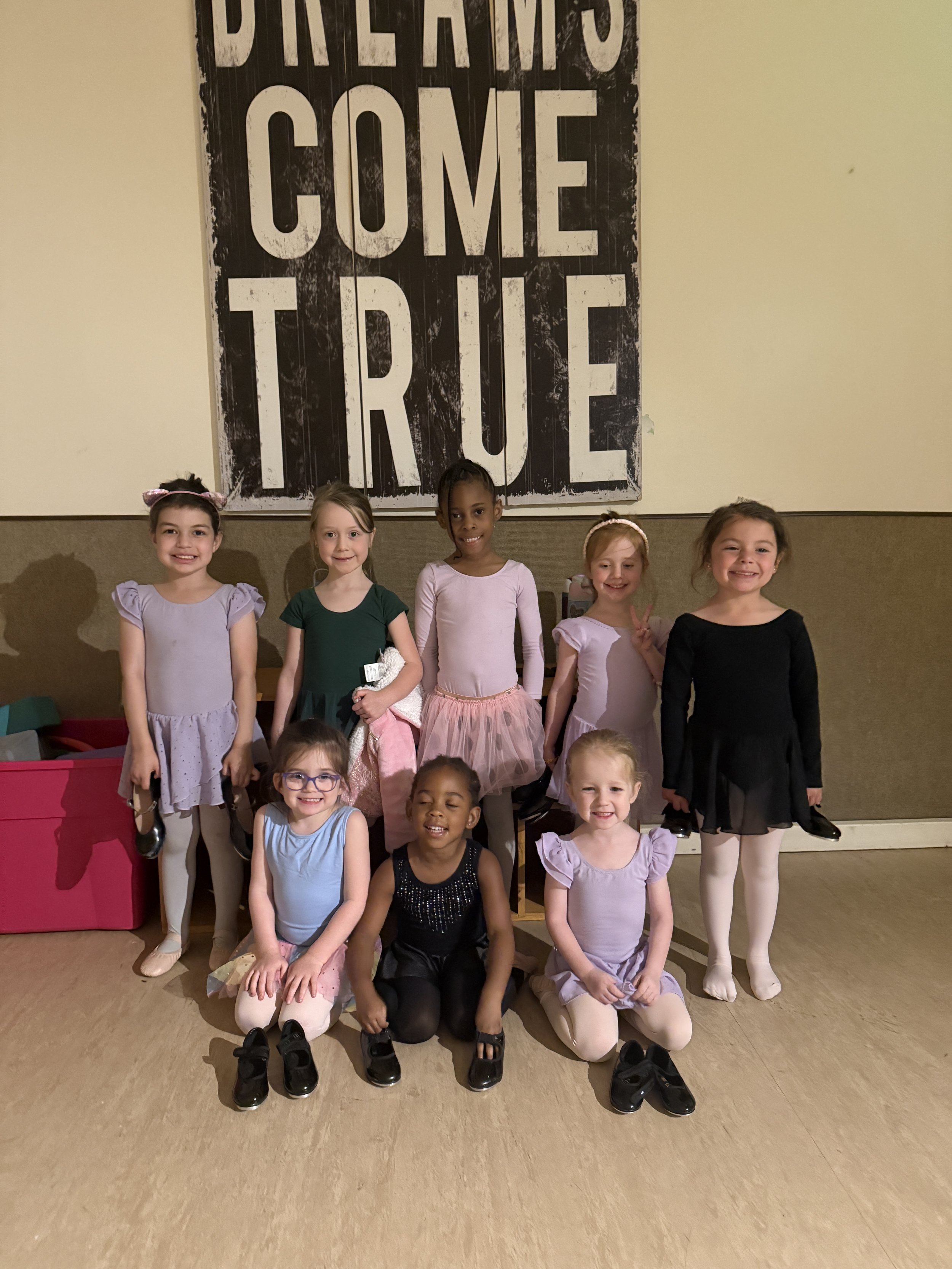Young dancers enjoying dance class at Backstage Dance Studio in Columbia, MD.
