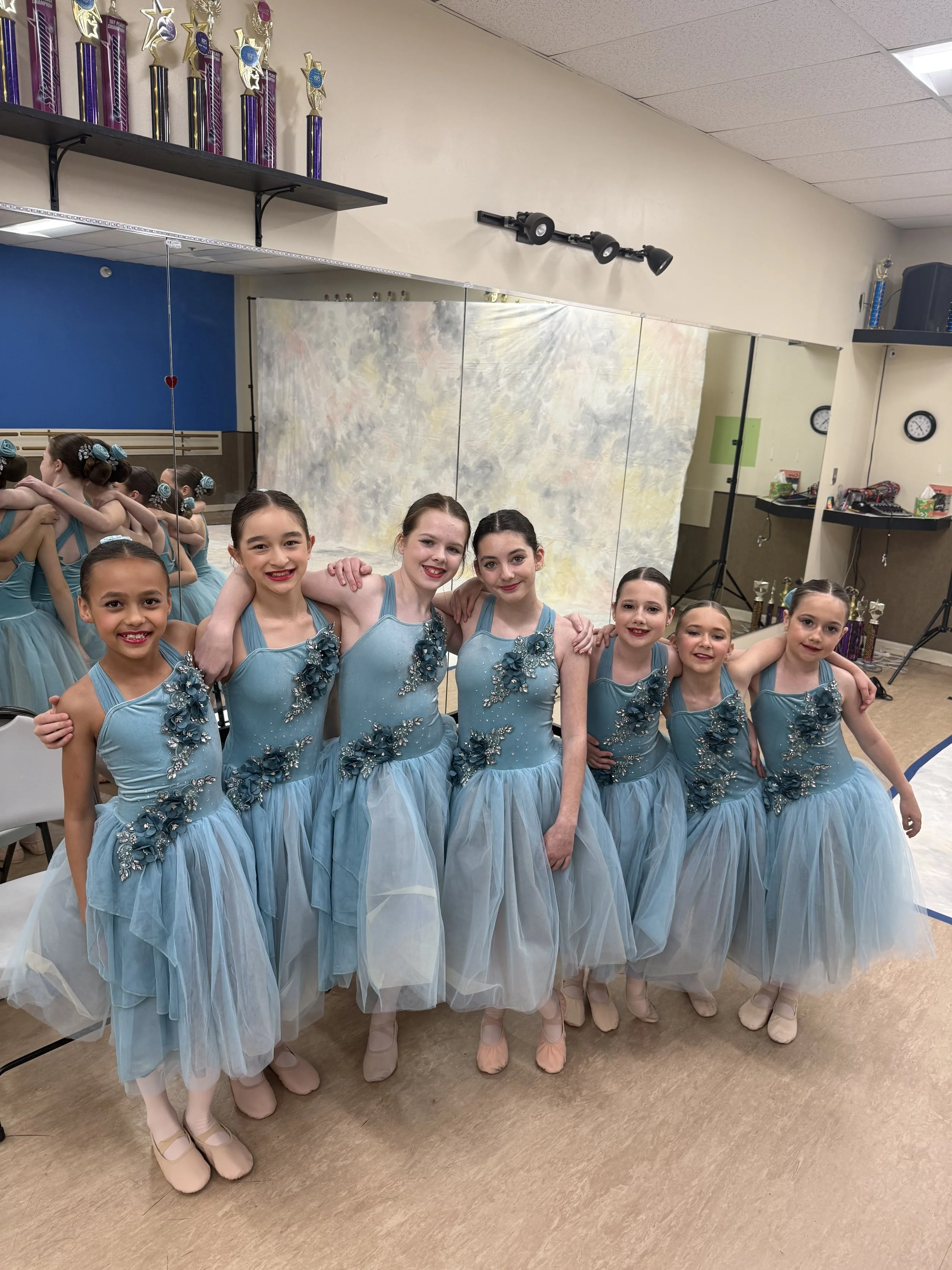 Backstage Dance Studio students posing together for annual dance picture day.