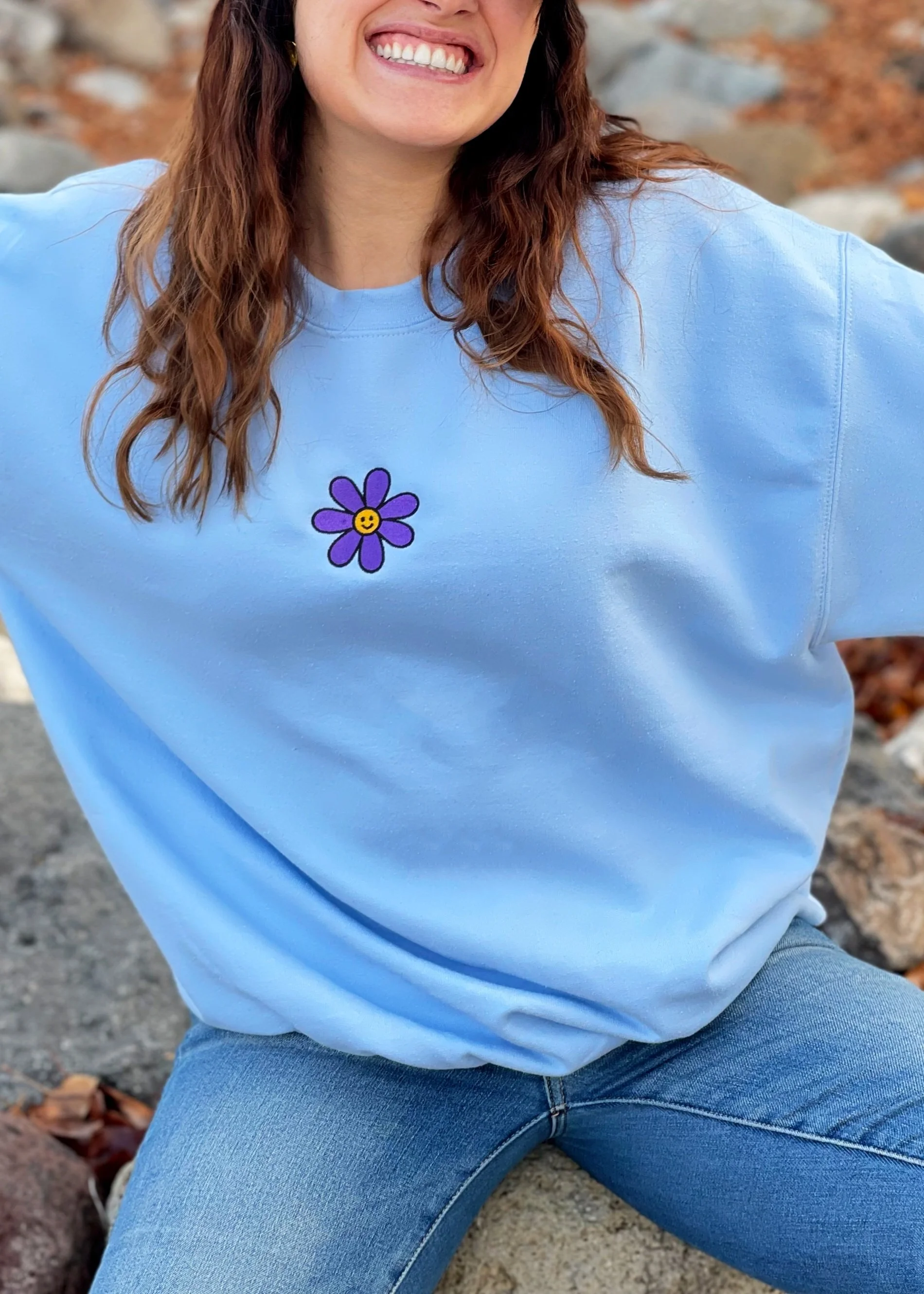 Daisy Embroidered Unisex Sweatshirt