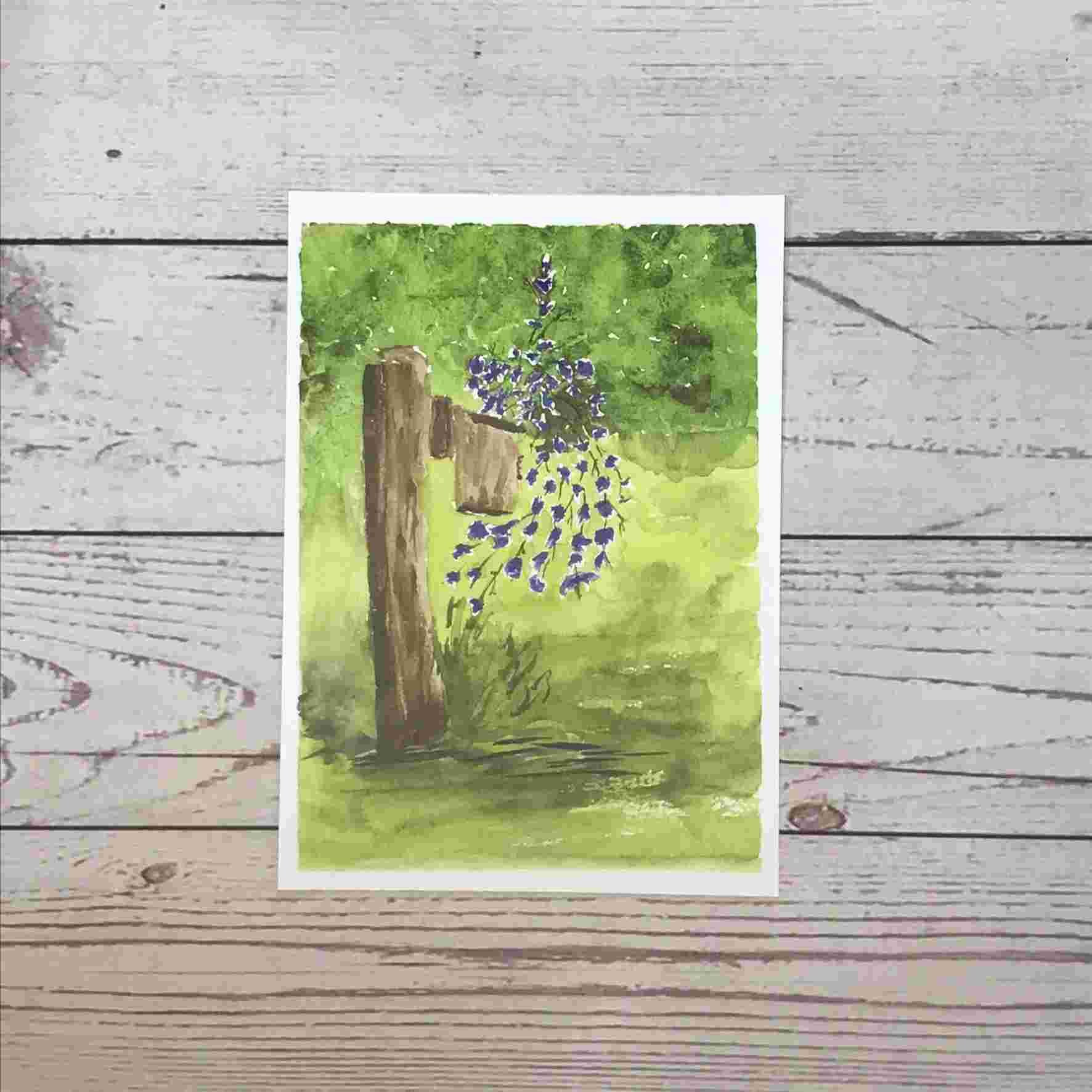 Rustic Bird Home with Spray of Flowers Print
