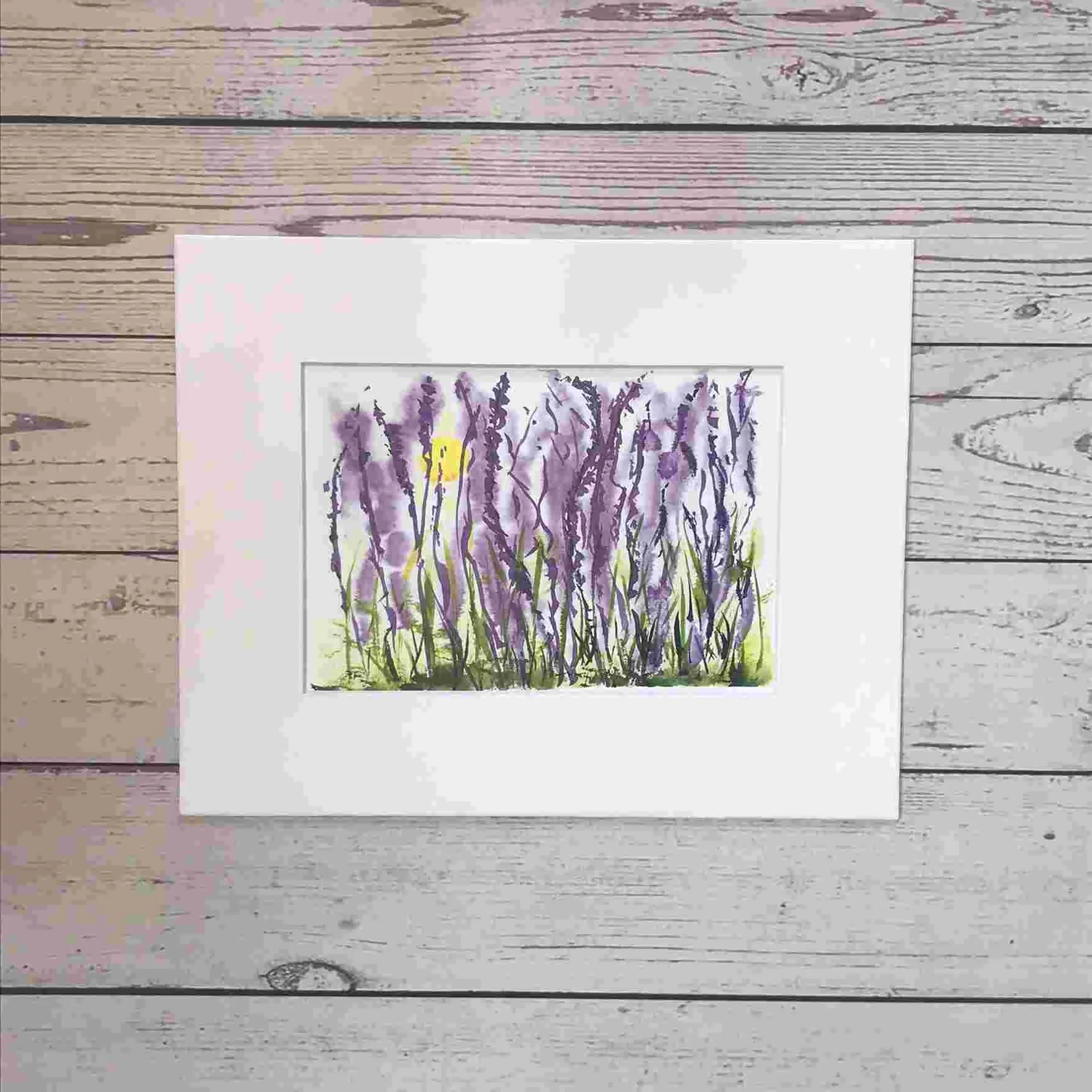 Sunrise at the Lavender Farm Print with White Mat