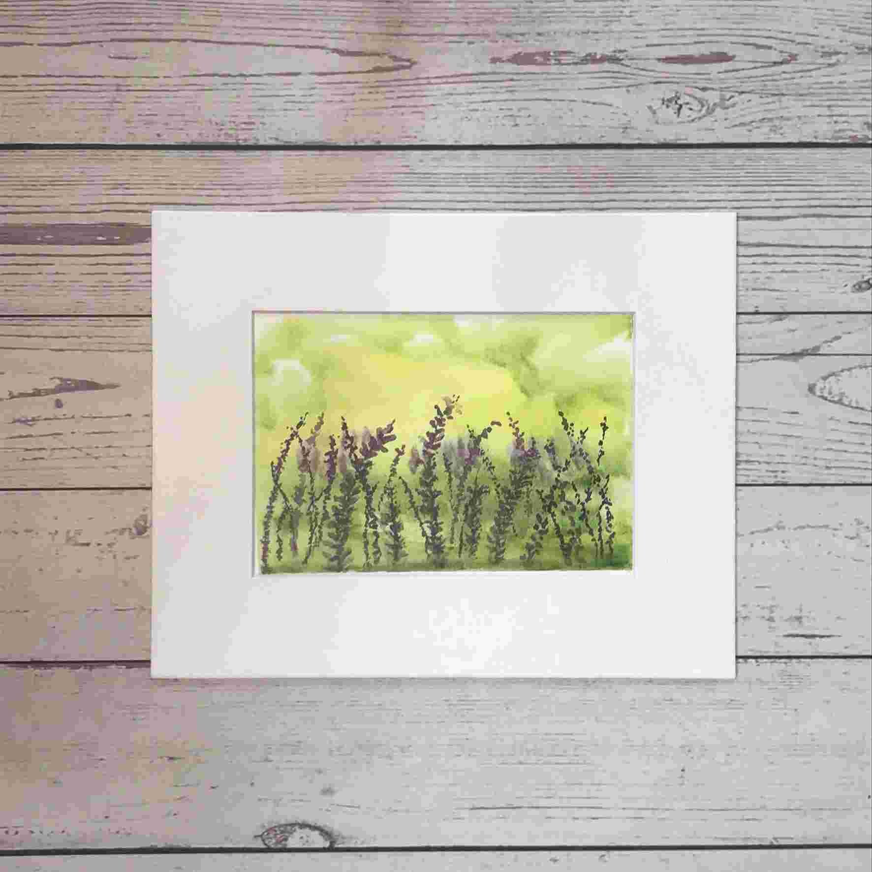 Golden Hour in the Lavender Field Print with White Mat